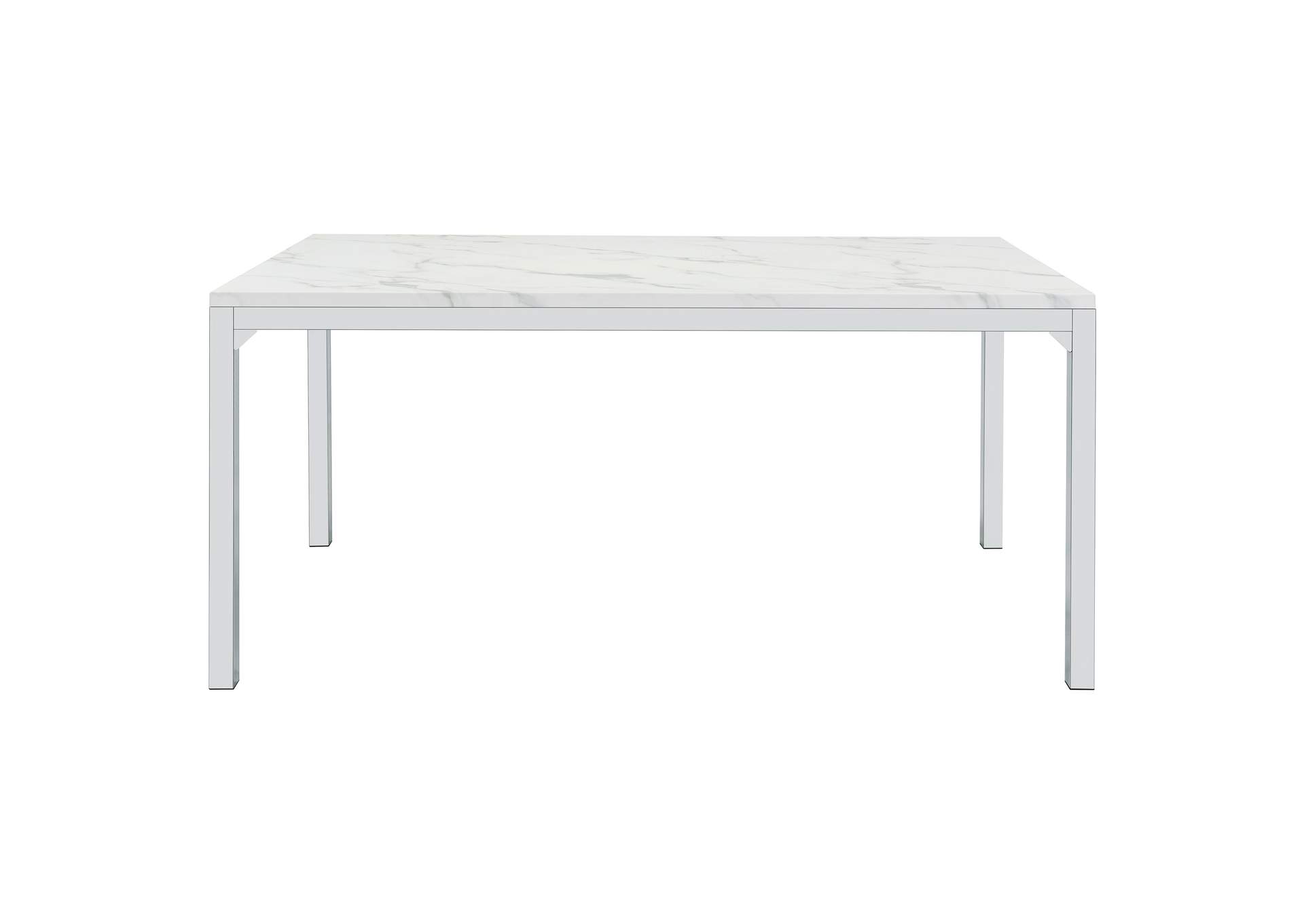 Athena Rectangle Dining Table with Marble Top Chrome,Coaster Furniture