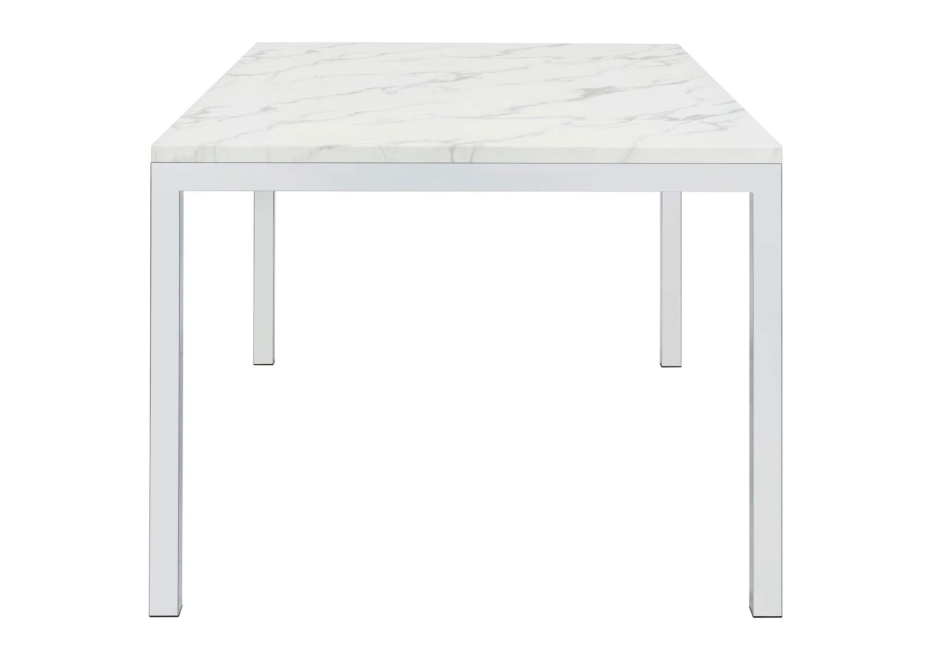 Athena Rectangle Dining Table with Marble Top Chrome,Coaster Furniture