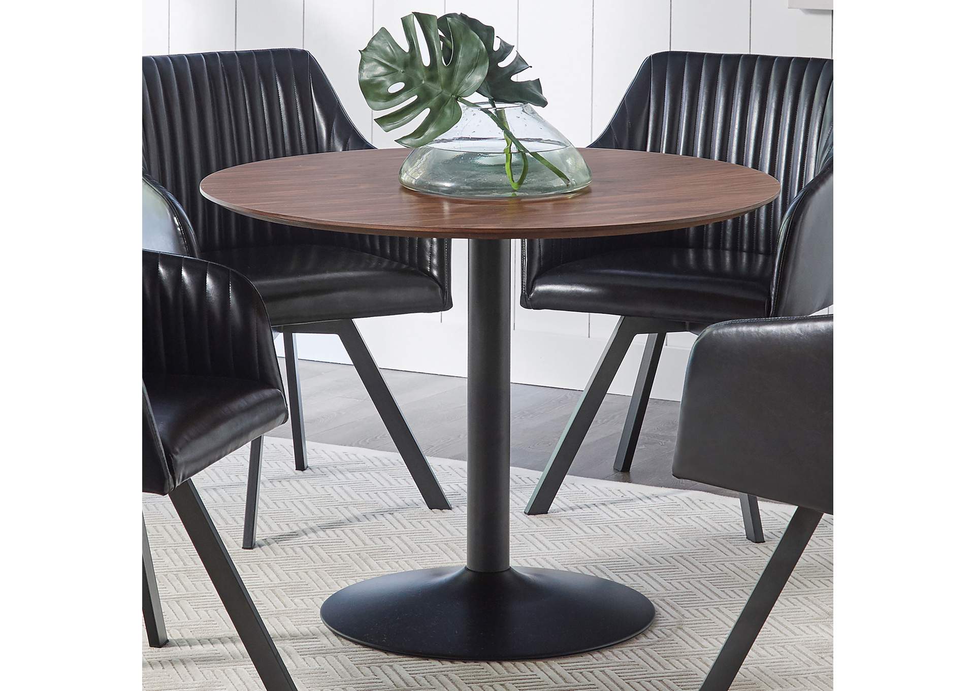 Cora Round Dining Table Walnut and Black,Coaster Furniture