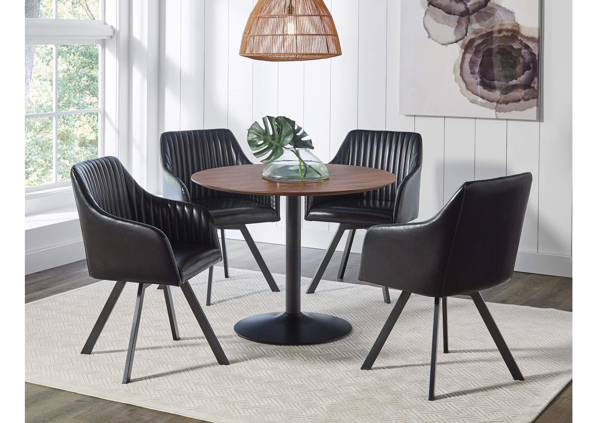 Cora Round Dining Table Walnut and Black,Coaster Furniture