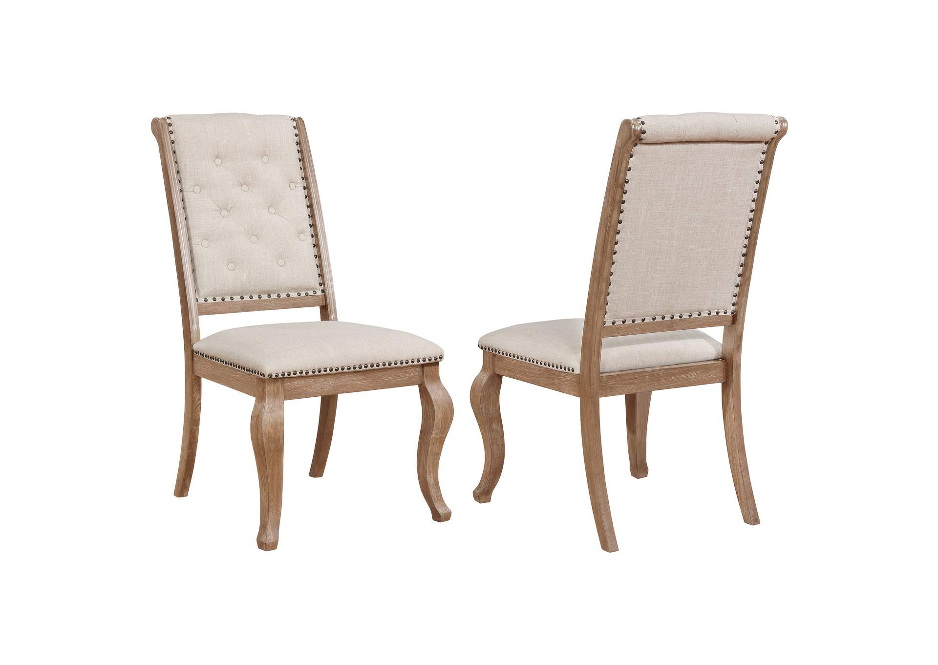 Brockway Cove Tufted Side Chairs Cream and Barley Brown (Set of 2),Coaster Furniture