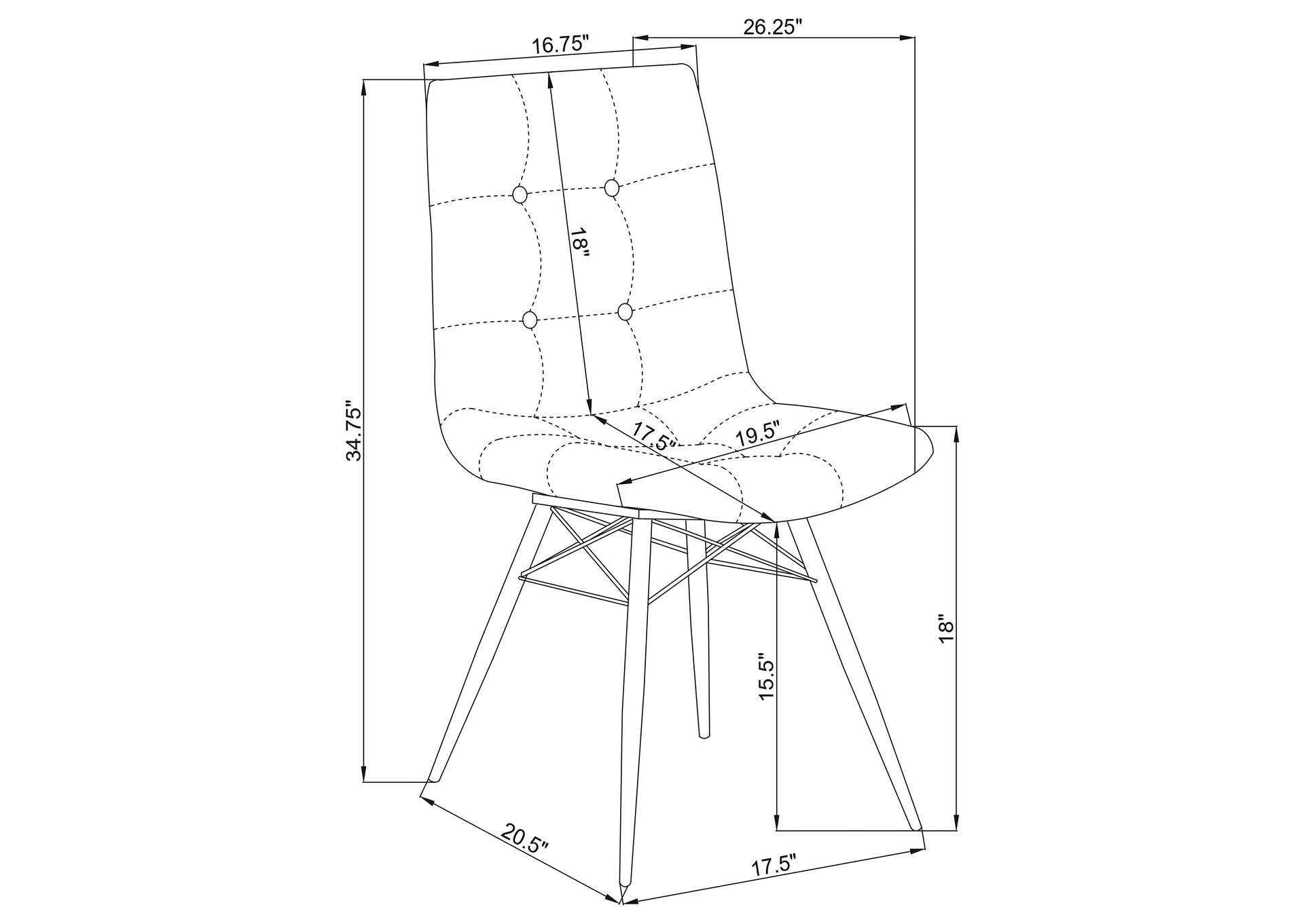 Aiken Tufted Dining Chairs Charcoal (Set of 4),Coaster Furniture