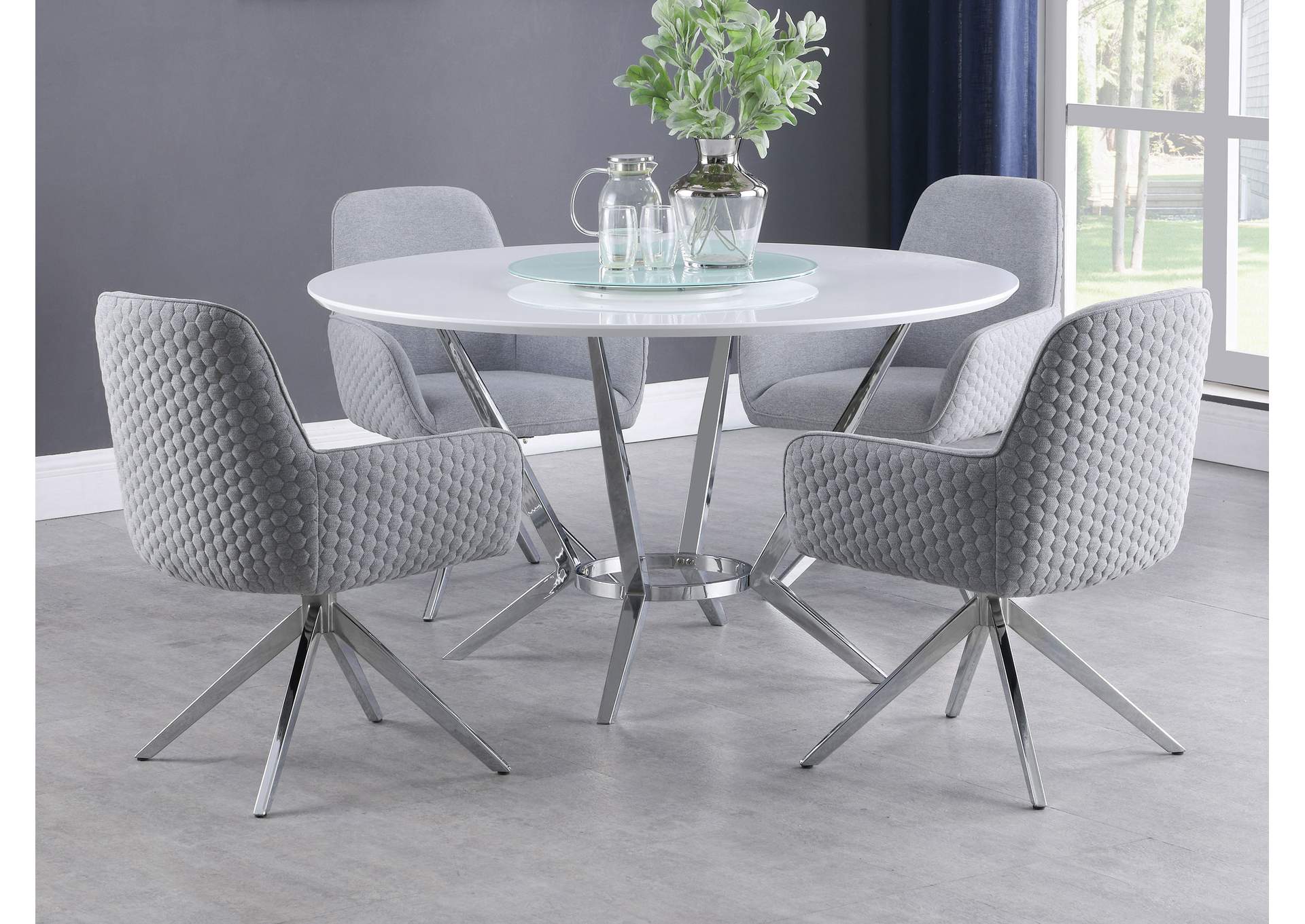 Abby 5-piece Dining Set White and Light Grey,Coaster Furniture