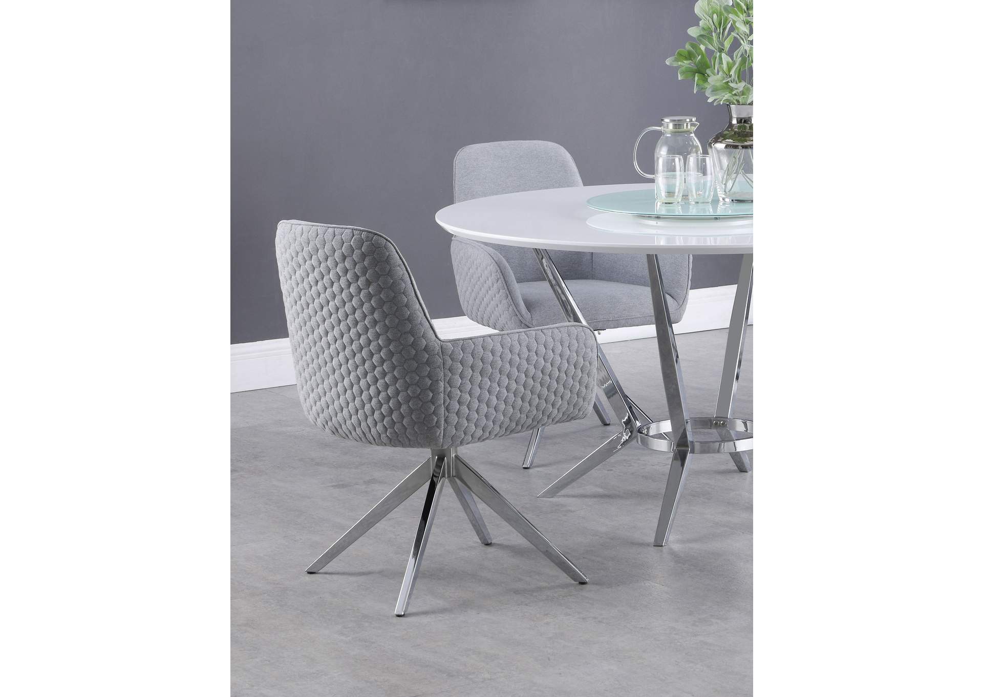 Abby Flare Arm Side Chair Light Grey and Chrome,Coaster Furniture