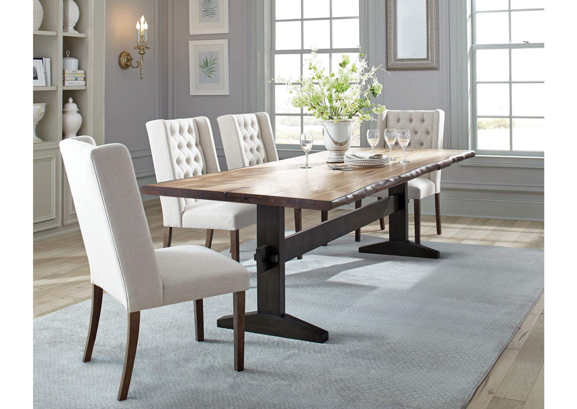 Bexley Rectangular Live Edge Dining Set Natural Honey and Espresso,Coaster Furniture