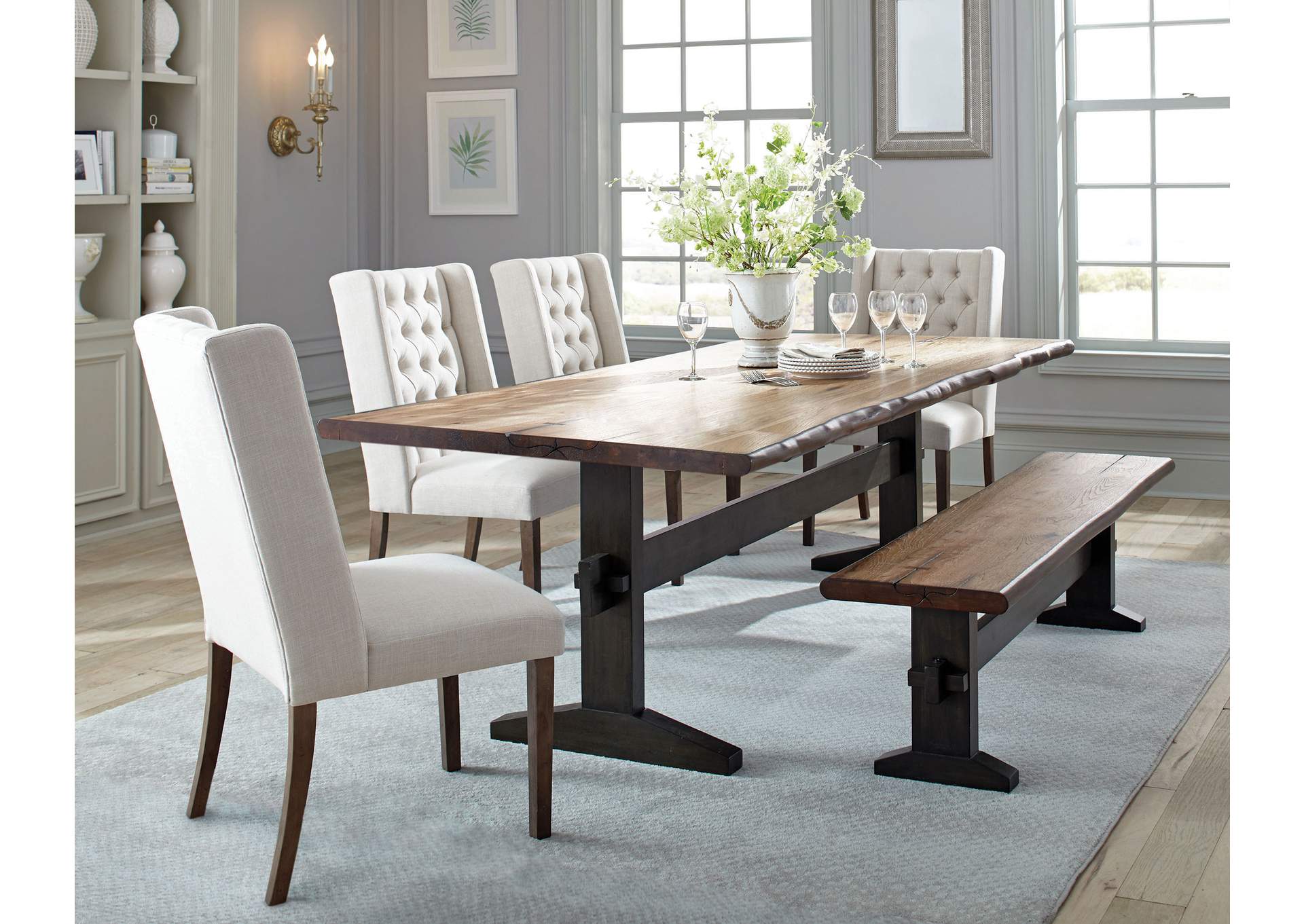 Bexley Rectangular Live Edge Dining Set Natural Honey and Espresso,Coaster Furniture