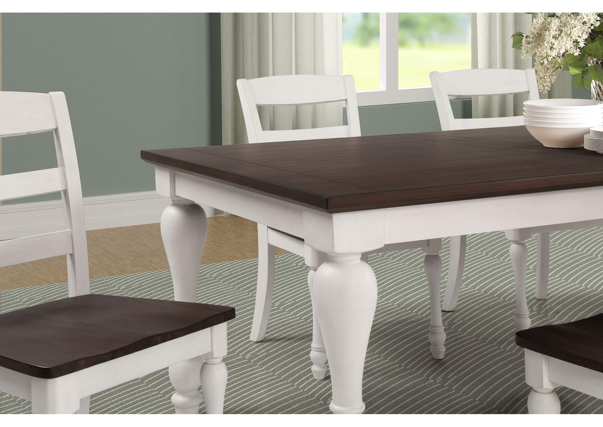 Madelyn Dining Table with Extension Leaf Dark Cocoa and Coastal White,Coaster Furniture