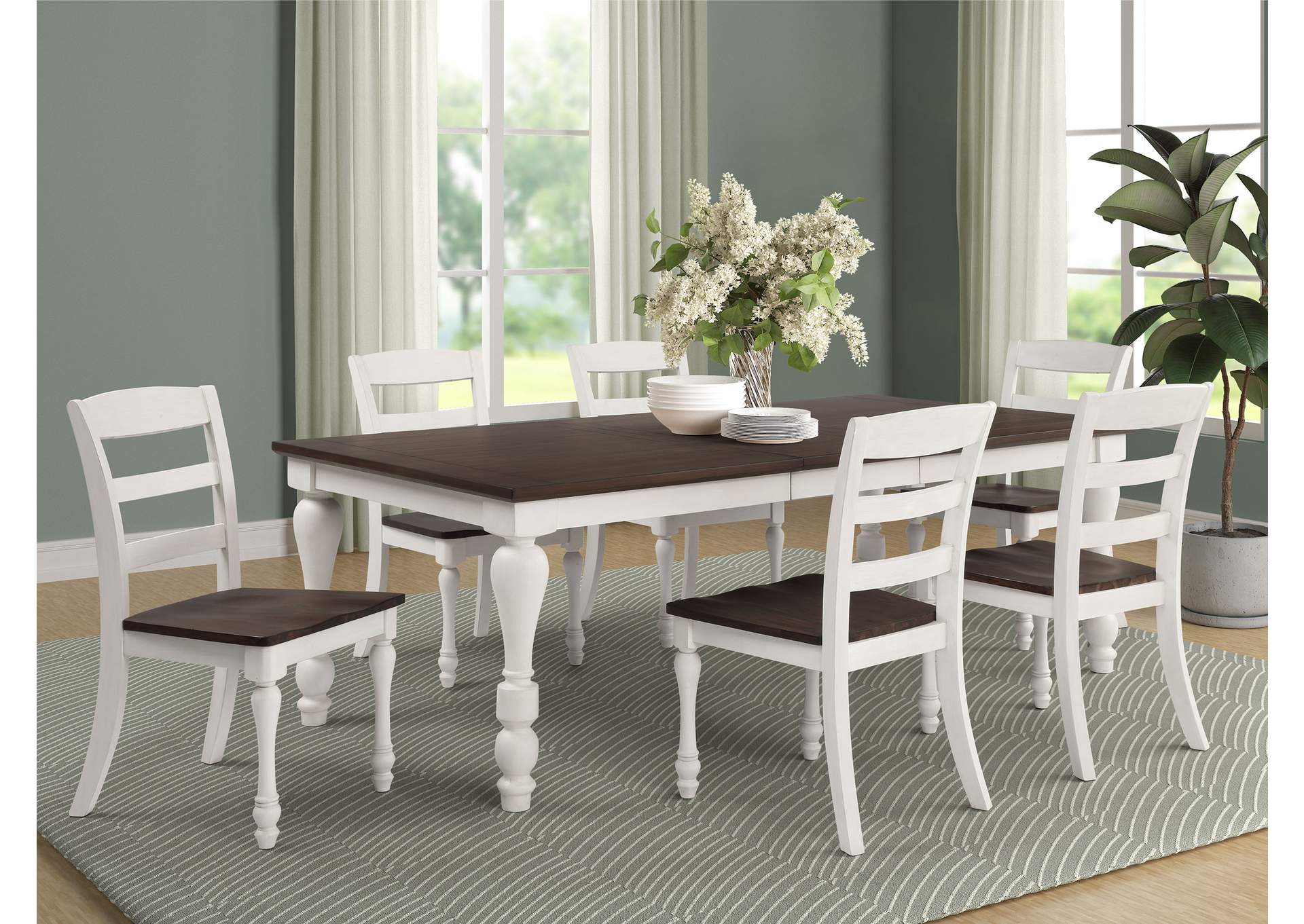 Madelyn Dining Table with Extension Leaf Dark Cocoa and Coastal White,Coaster Furniture