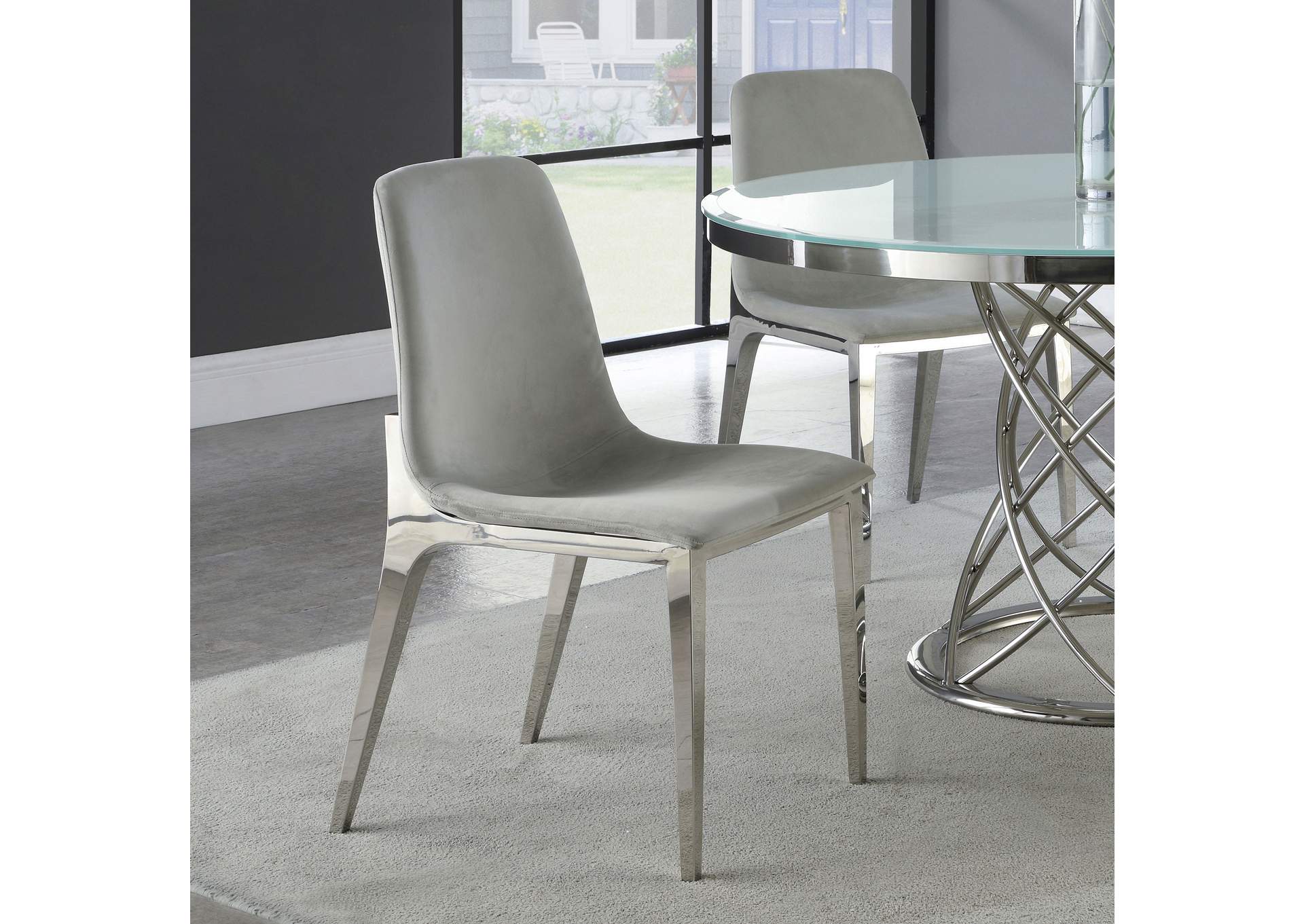 Irene Upholstered Side Chairs Light Grey and Chrome (Set of 4),Coaster Furniture