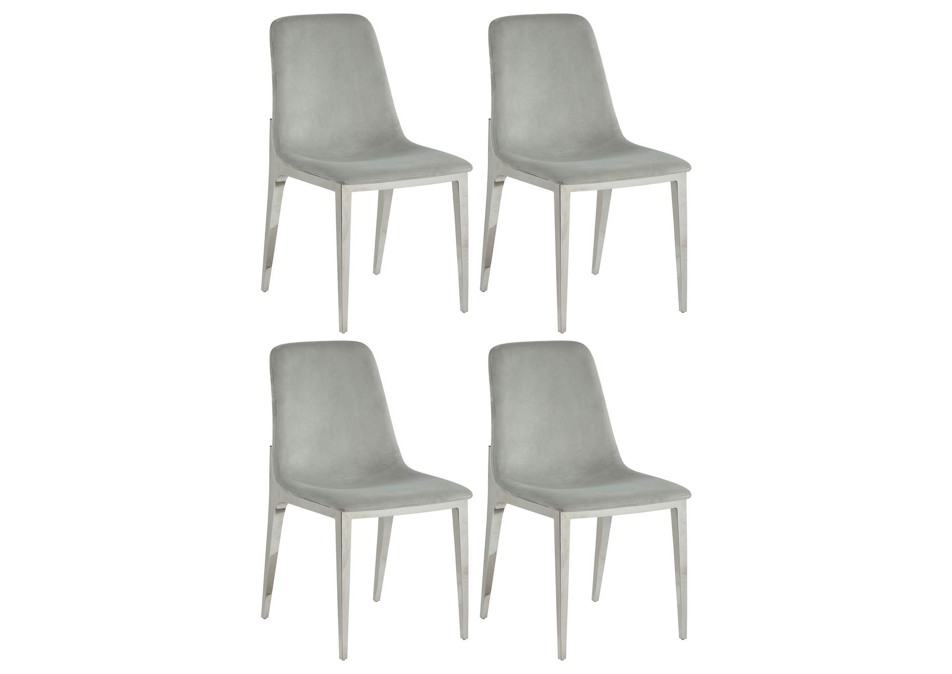 Irene Upholstered Side Chairs Light Grey and Chrome (Set of 4),Coaster Furniture