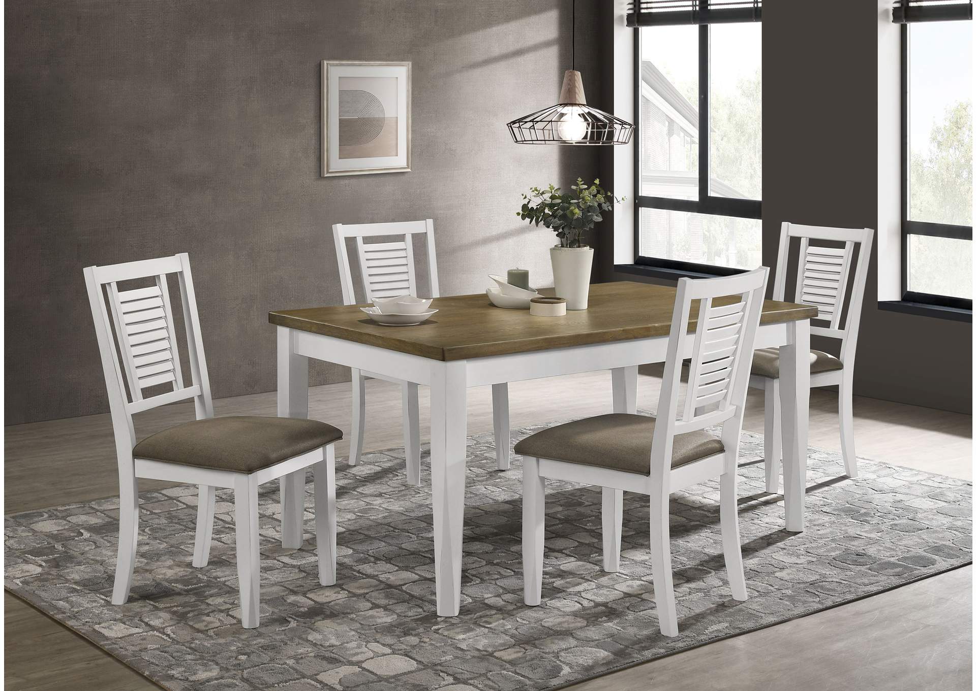 Appleton 5-piece Rectangular Dining Set Brown Brushed and White,Coaster Furniture