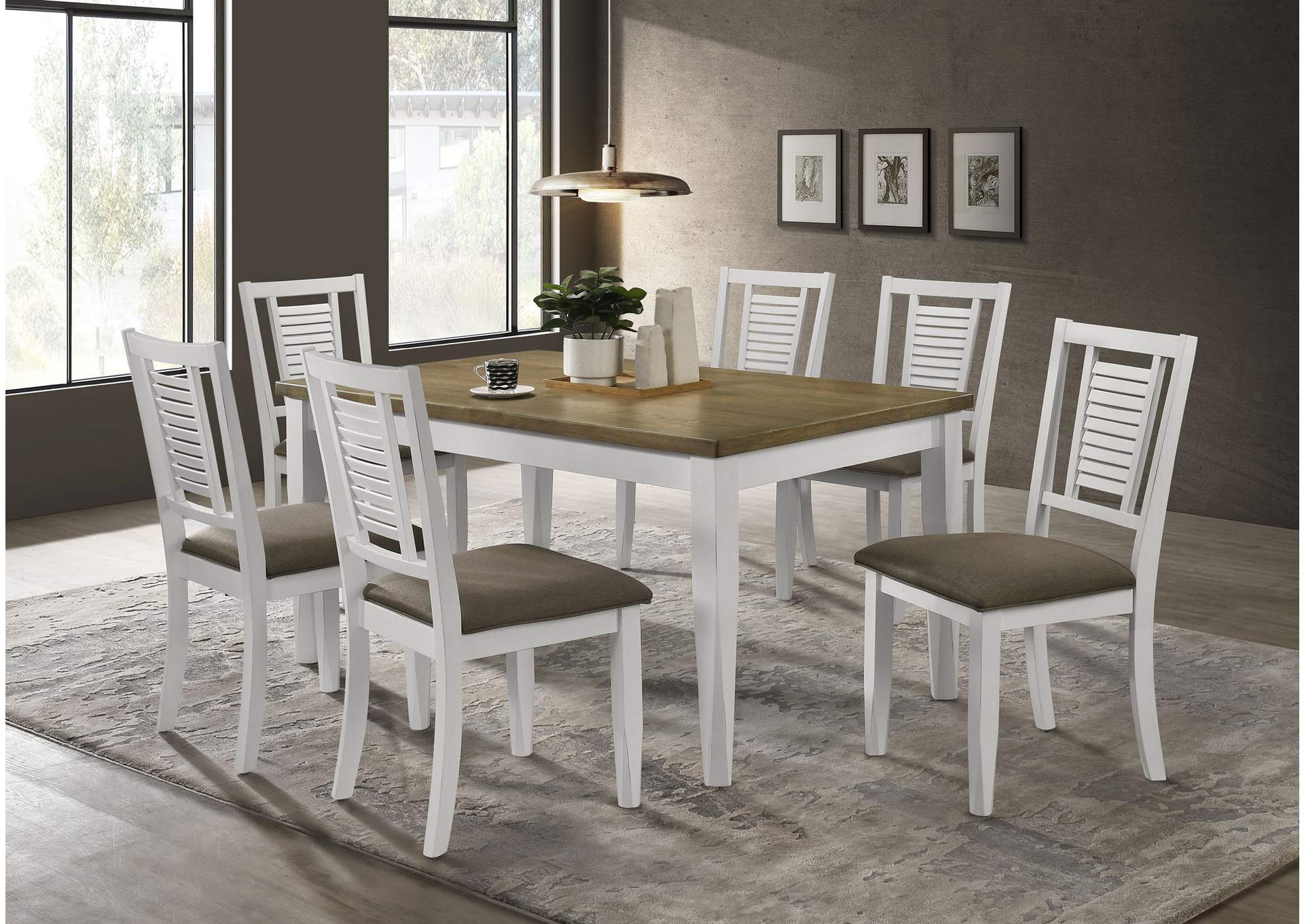 Appleton 7-piece Rectangular Dining Set Brown Brushed and White,Coaster Furniture