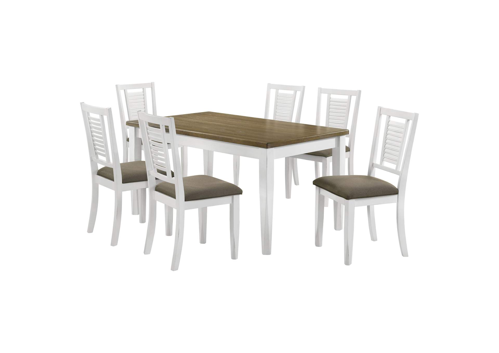 Appleton 7-piece Rectangular Dining Set Brown Brushed and White,Coaster Furniture