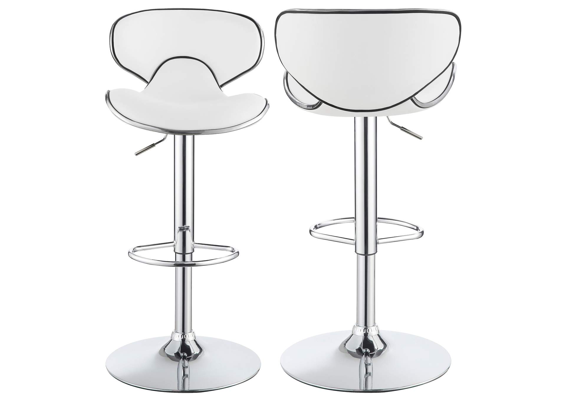 Edenton Upholstered Adjustable Height Bar Stools White and Chrome (Set of 2),Coaster Furniture