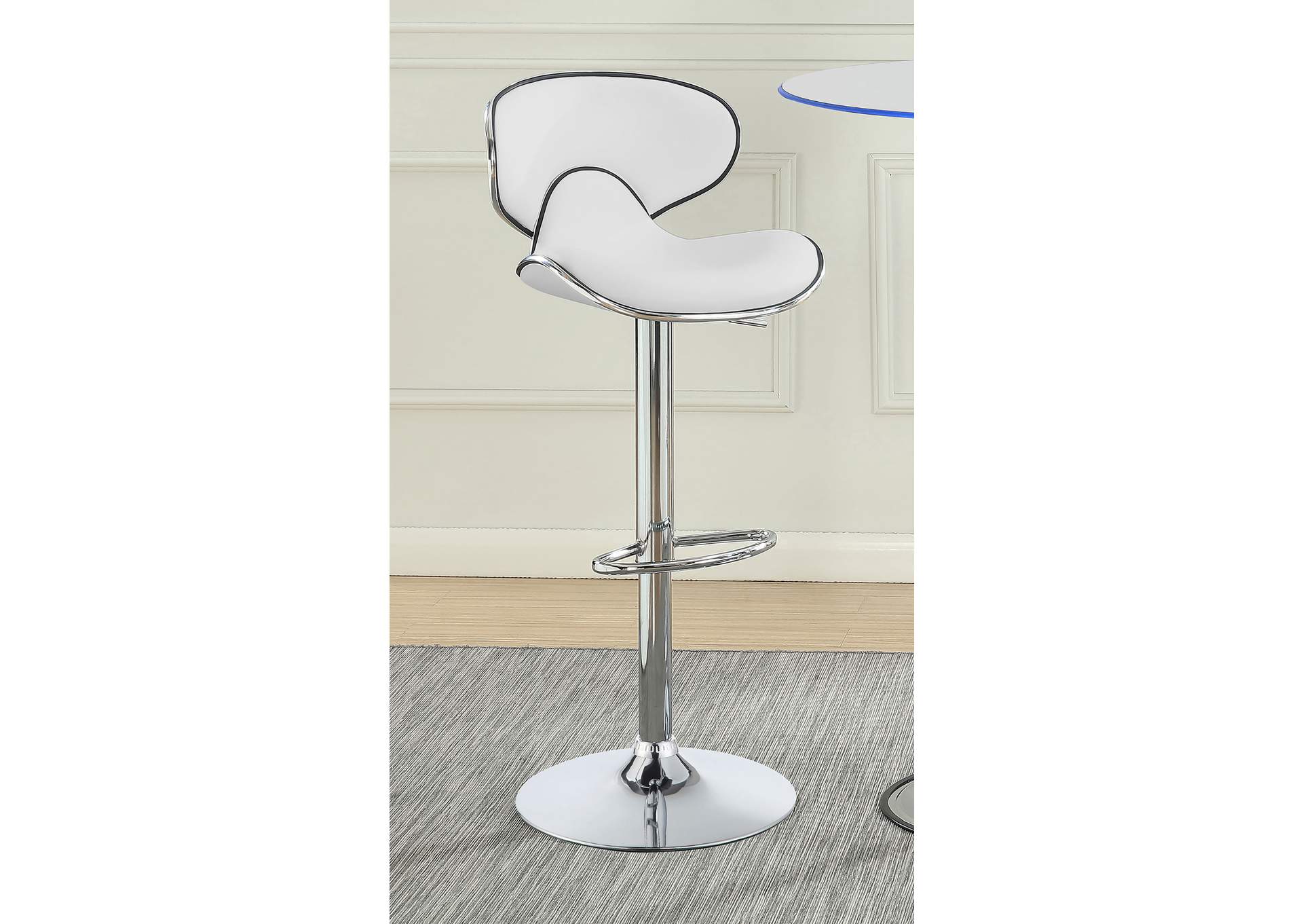 Edenton Upholstered Adjustable Height Bar Stools White and Chrome (Set of 2),Coaster Furniture