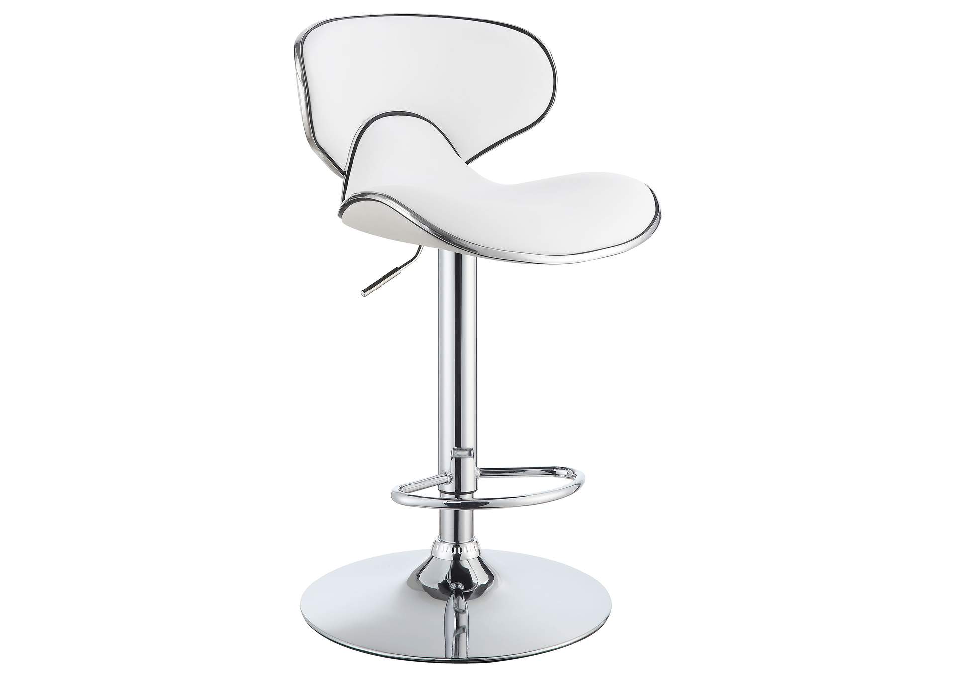 Edenton Upholstered Adjustable Height Bar Stools White and Chrome (Set of 2),Coaster Furniture