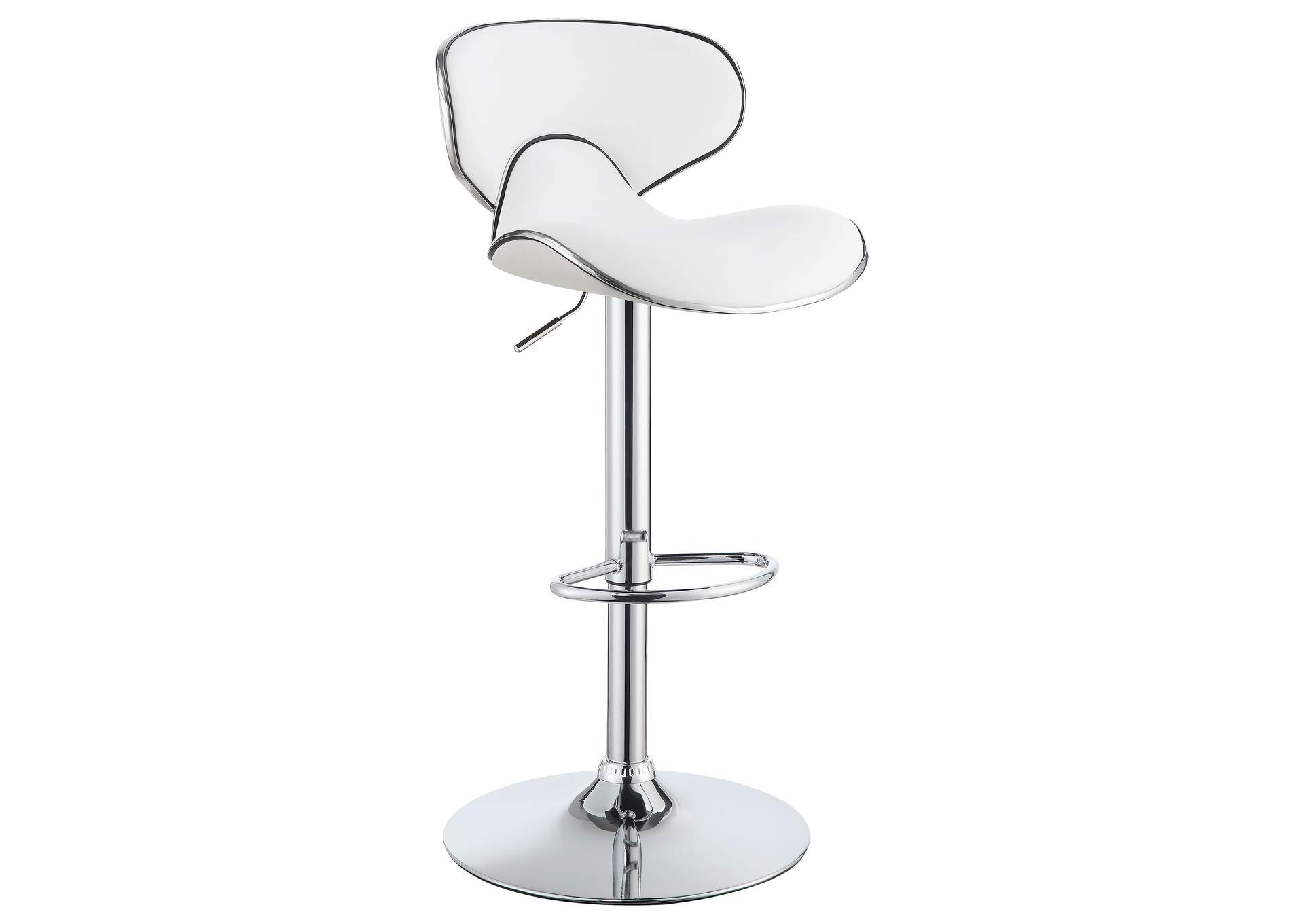 Edenton Upholstered Adjustable Height Bar Stools White and Chrome (Set of 2),Coaster Furniture