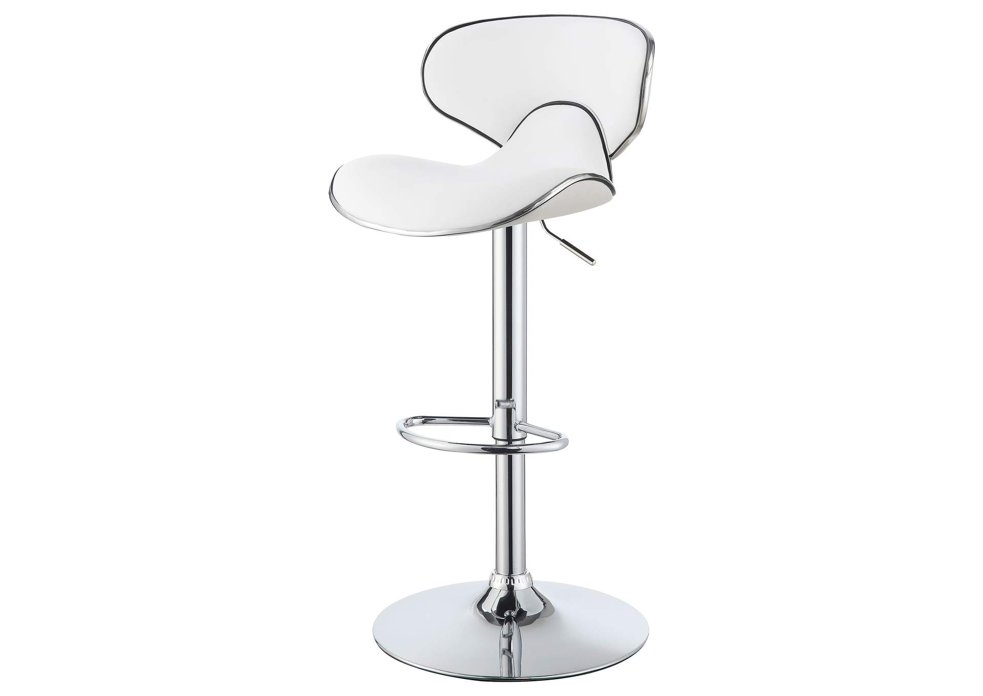 Edenton Upholstered Adjustable Height Bar Stools White and Chrome (Set of 2),Coaster Furniture