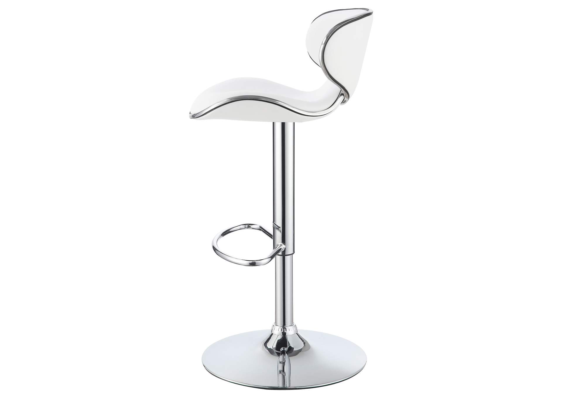 Edenton Upholstered Adjustable Height Bar Stools White and Chrome (Set of 2),Coaster Furniture