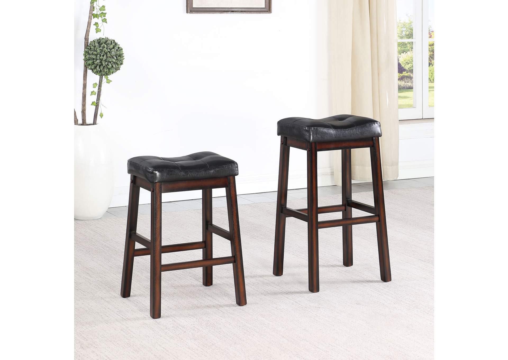 Donald Upholstered Bar Stools Black and Cappuccino (Set of 2),Coaster Furniture