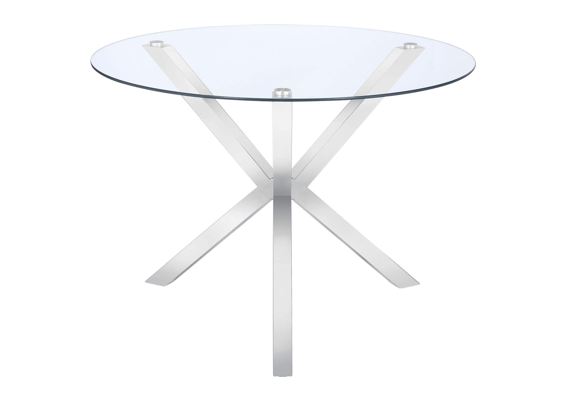 Vance Glass Top Dining Table with X-cross Base Chrome,Coaster Furniture