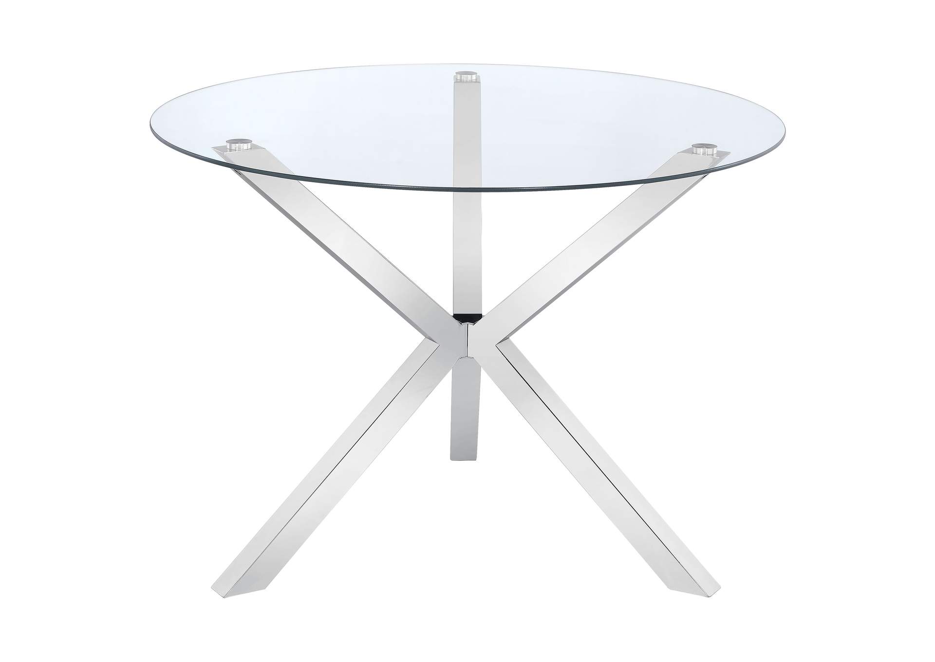 Vance Glass Top Dining Table with X-cross Base Chrome,Coaster Furniture