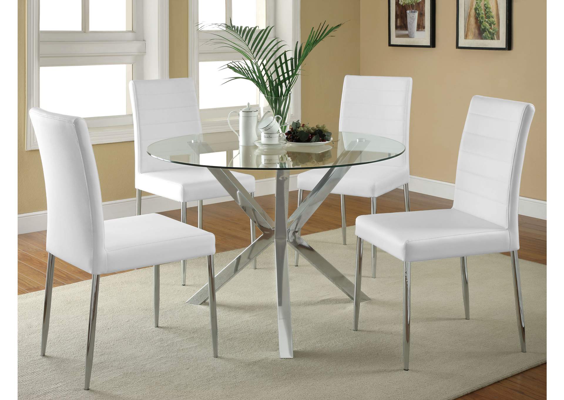 Vance Glass Top Dining Table with X-cross Base Chrome,Coaster Furniture