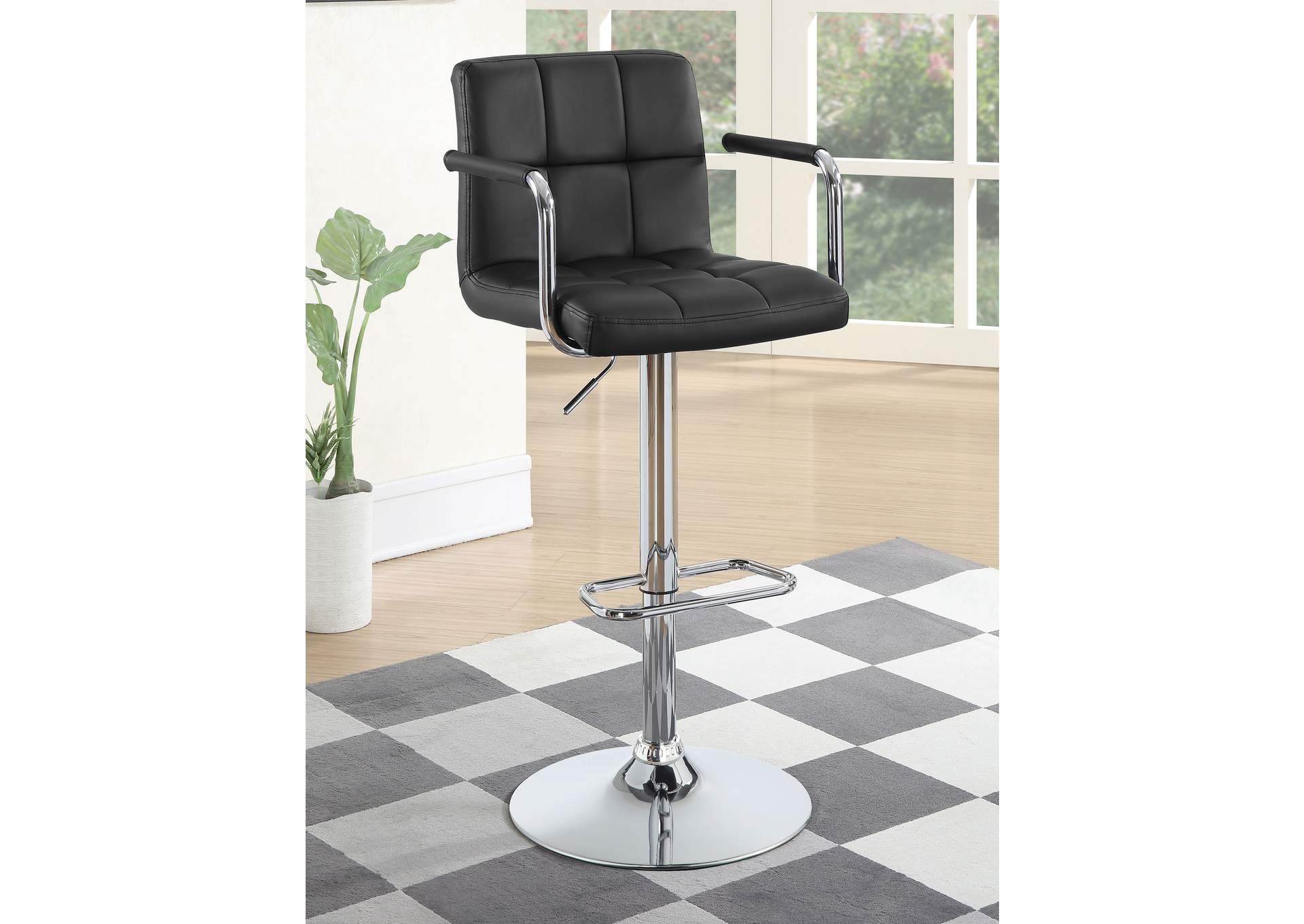 Palomar Adjustable Height Bar Stool Black and Chrome,Coaster Furniture