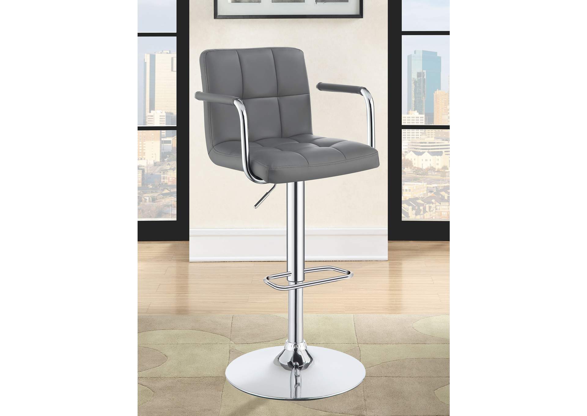 Palomar Adjustable Height Bar Stool Grey and Chrome,Coaster Furniture