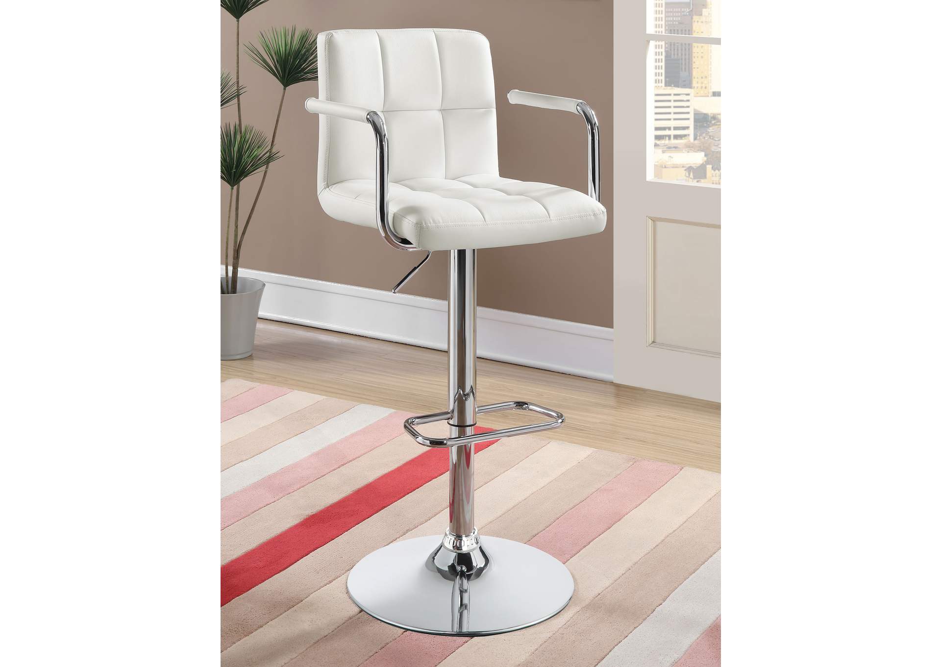 Palomar Adjustable Height Bar Stool White and Chrome,Coaster Furniture