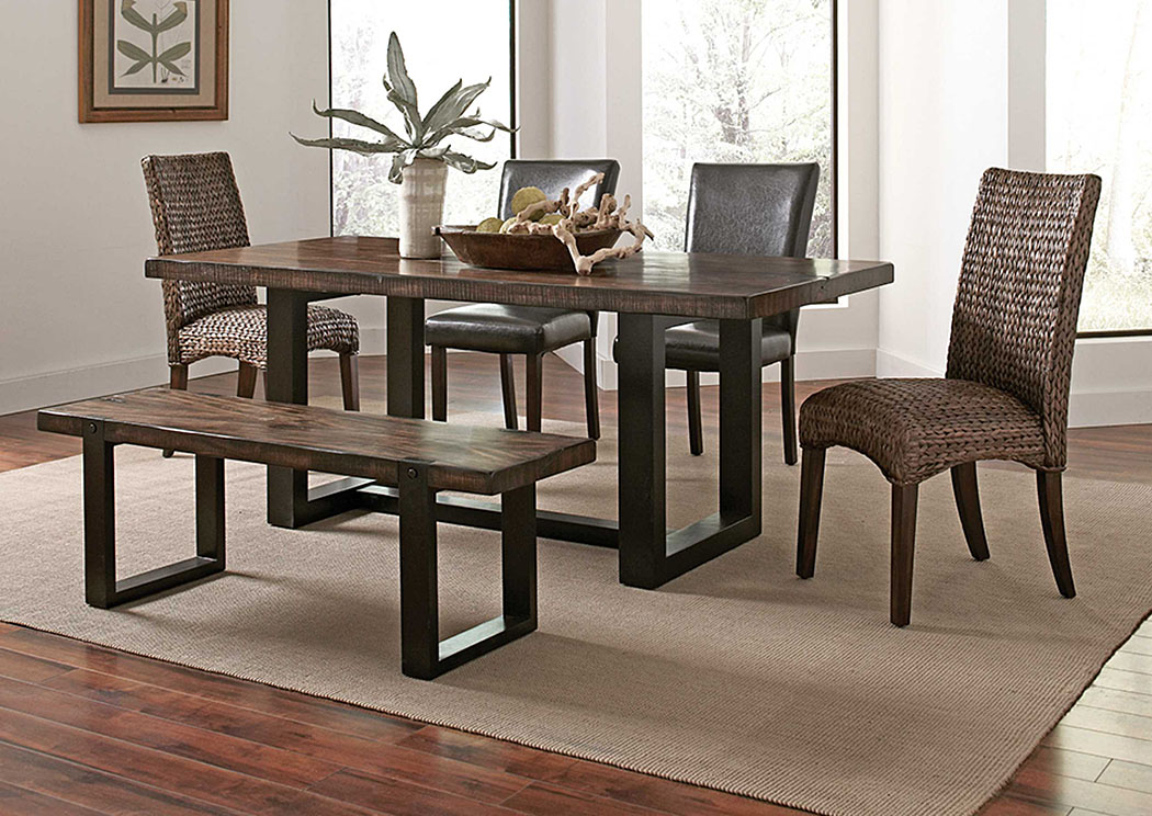 Brown/ Black Dining Table w/ 4 Side Chairs & Bench,ABF Coaster Furniture