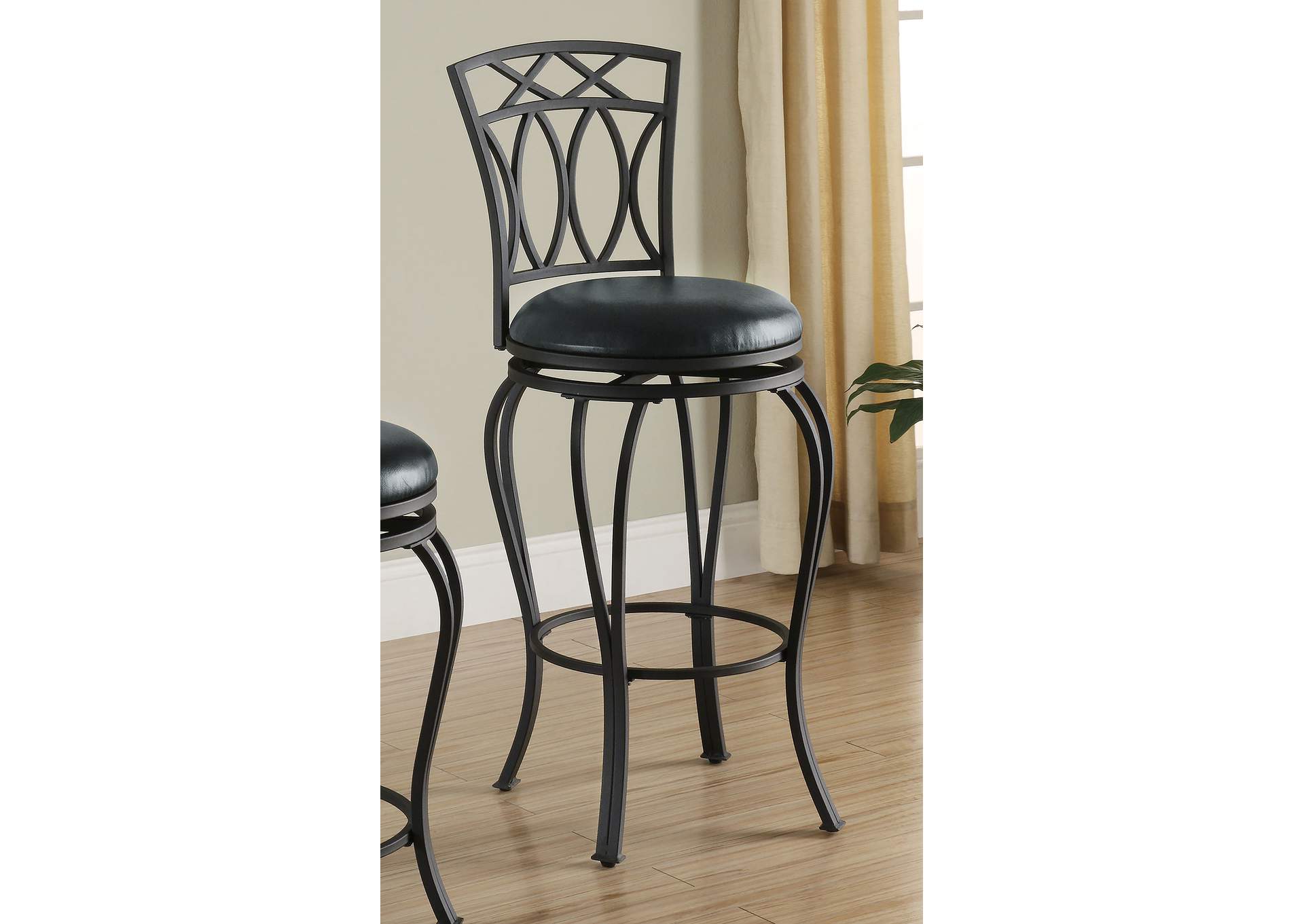 Adamsville Upholstered Swivel Bar Stool Black,Coaster Furniture