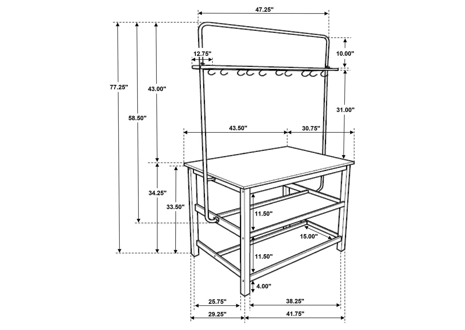 3 PC KITCHEN ISLAND SET,Coaster Furniture