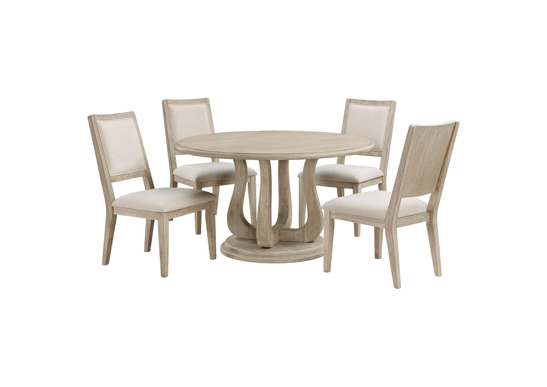 Trofello 5-piece Round Dining Set White Washed,Coaster Furniture