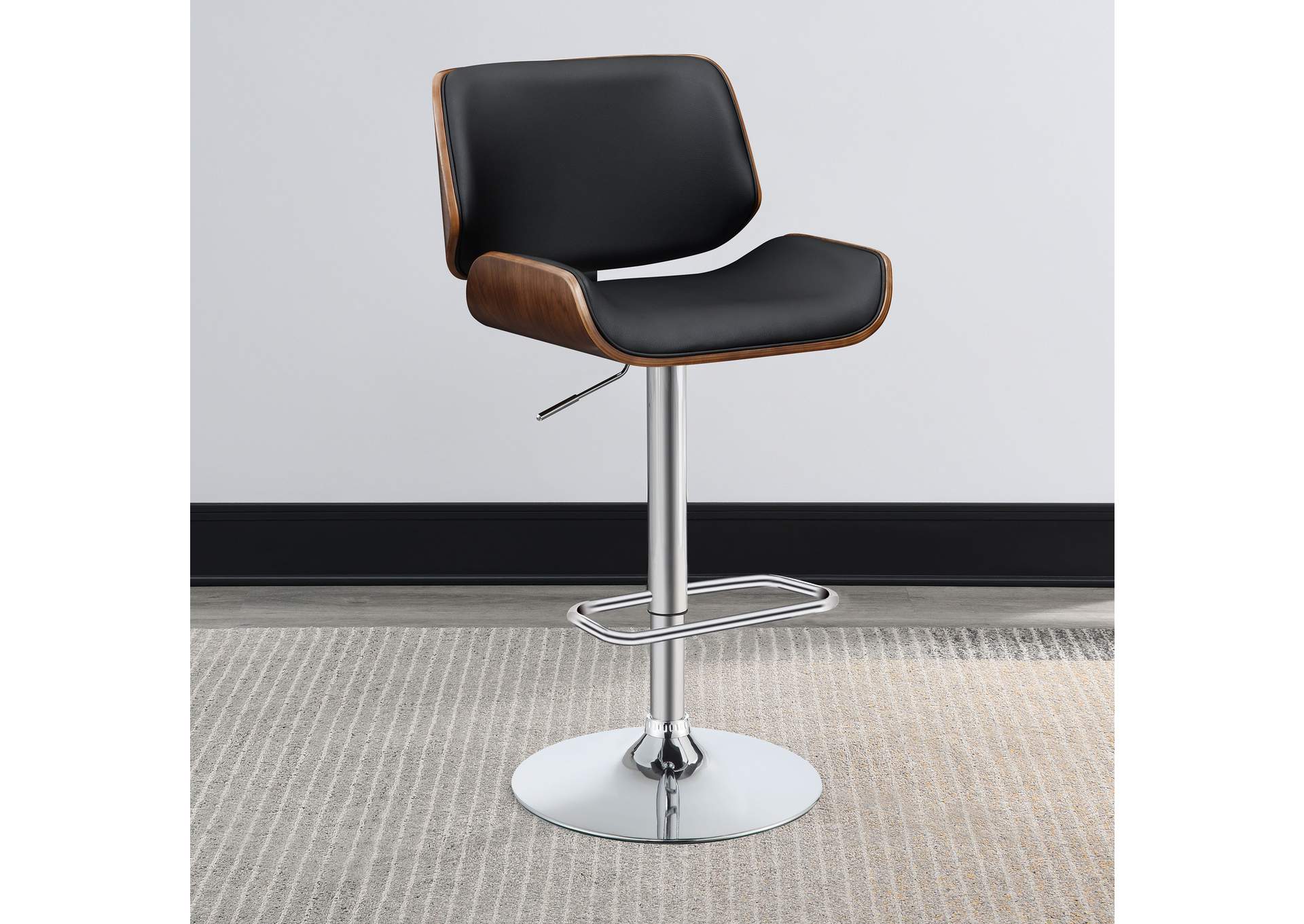 Folsom Upholstered Adjustable Bar Stool Black and Chrome,Coaster Furniture