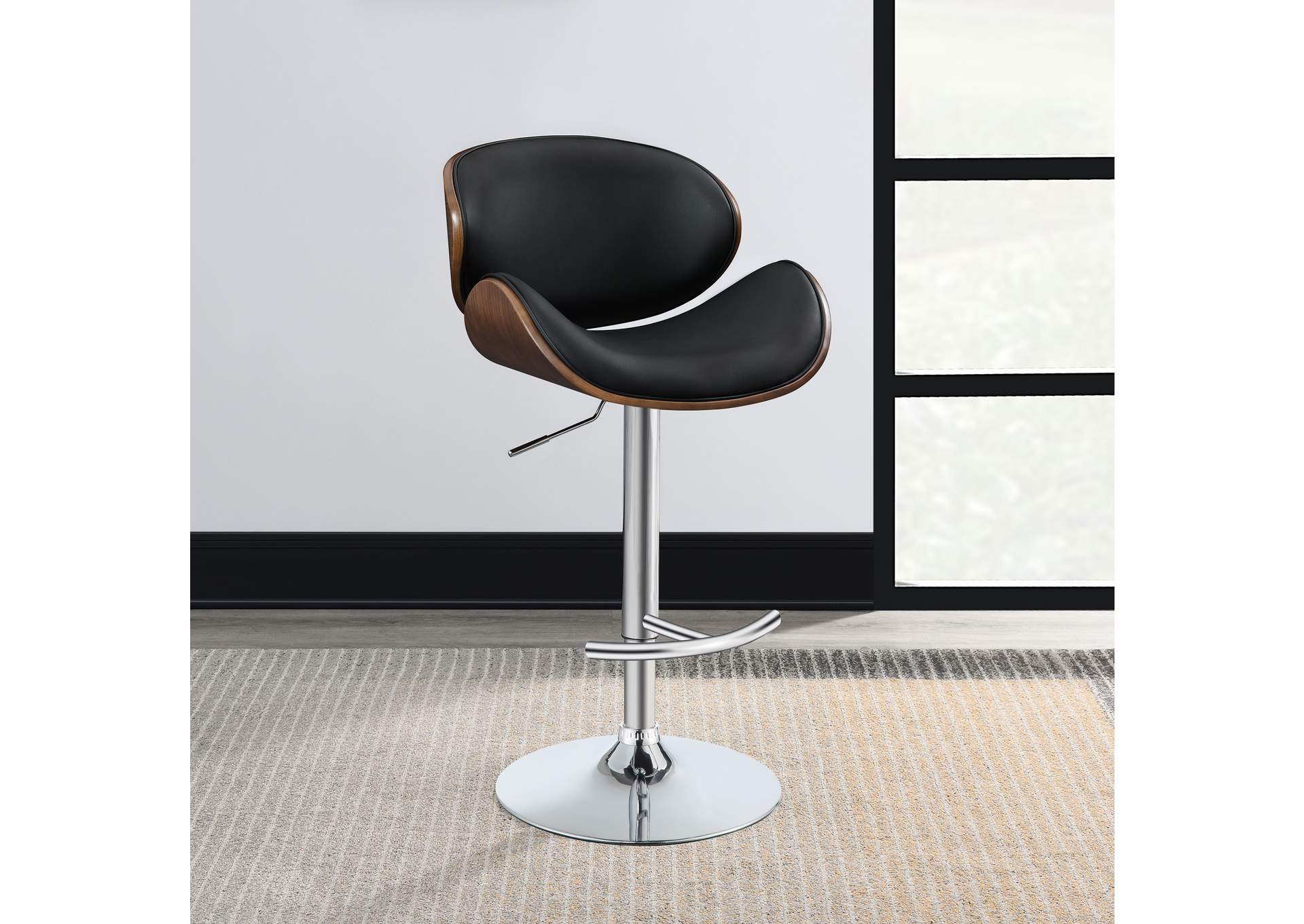 Harris Adjustable Bar Stool Black and Chrome,Coaster Furniture