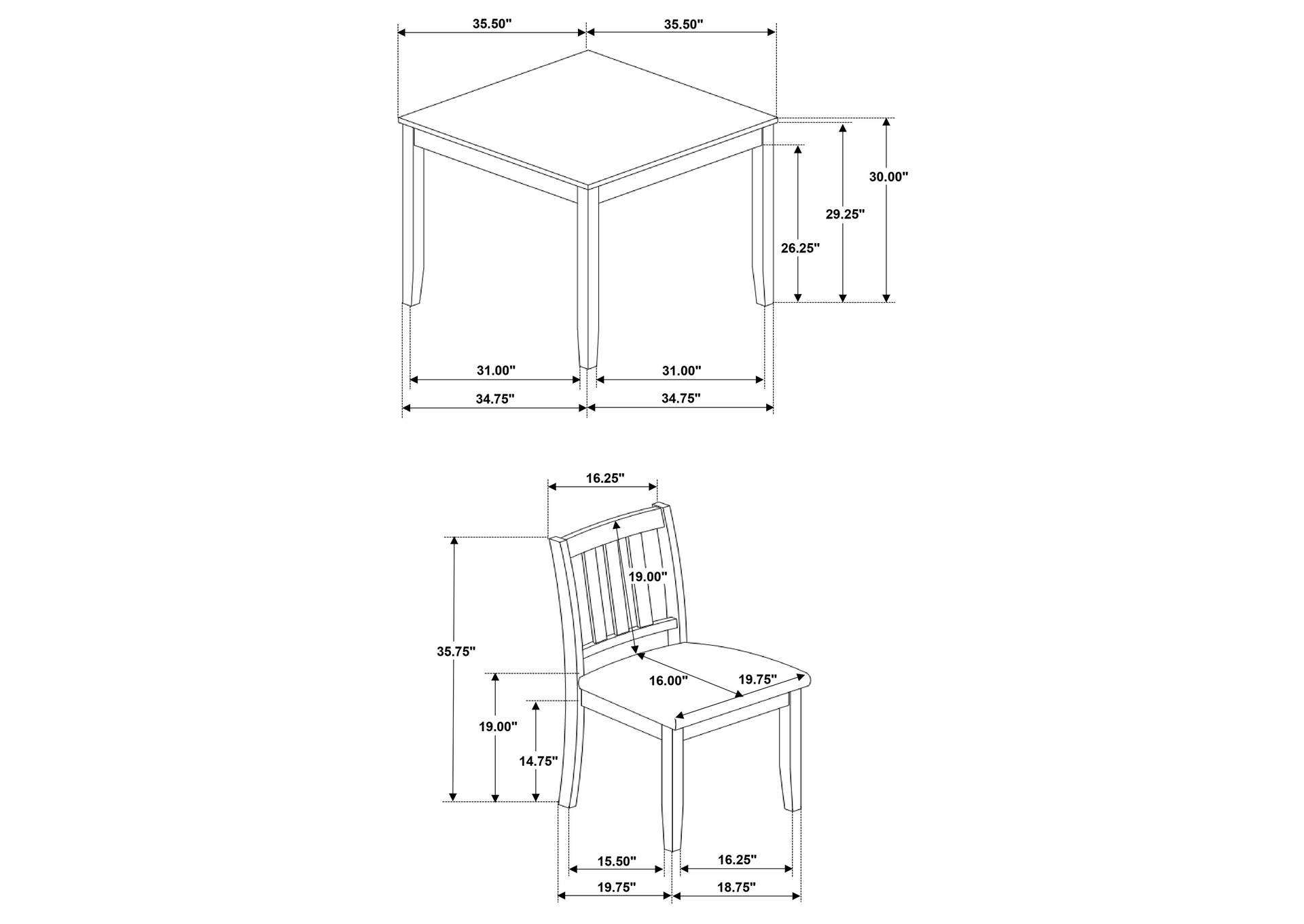 5 PC DINING SET,Coaster Furniture