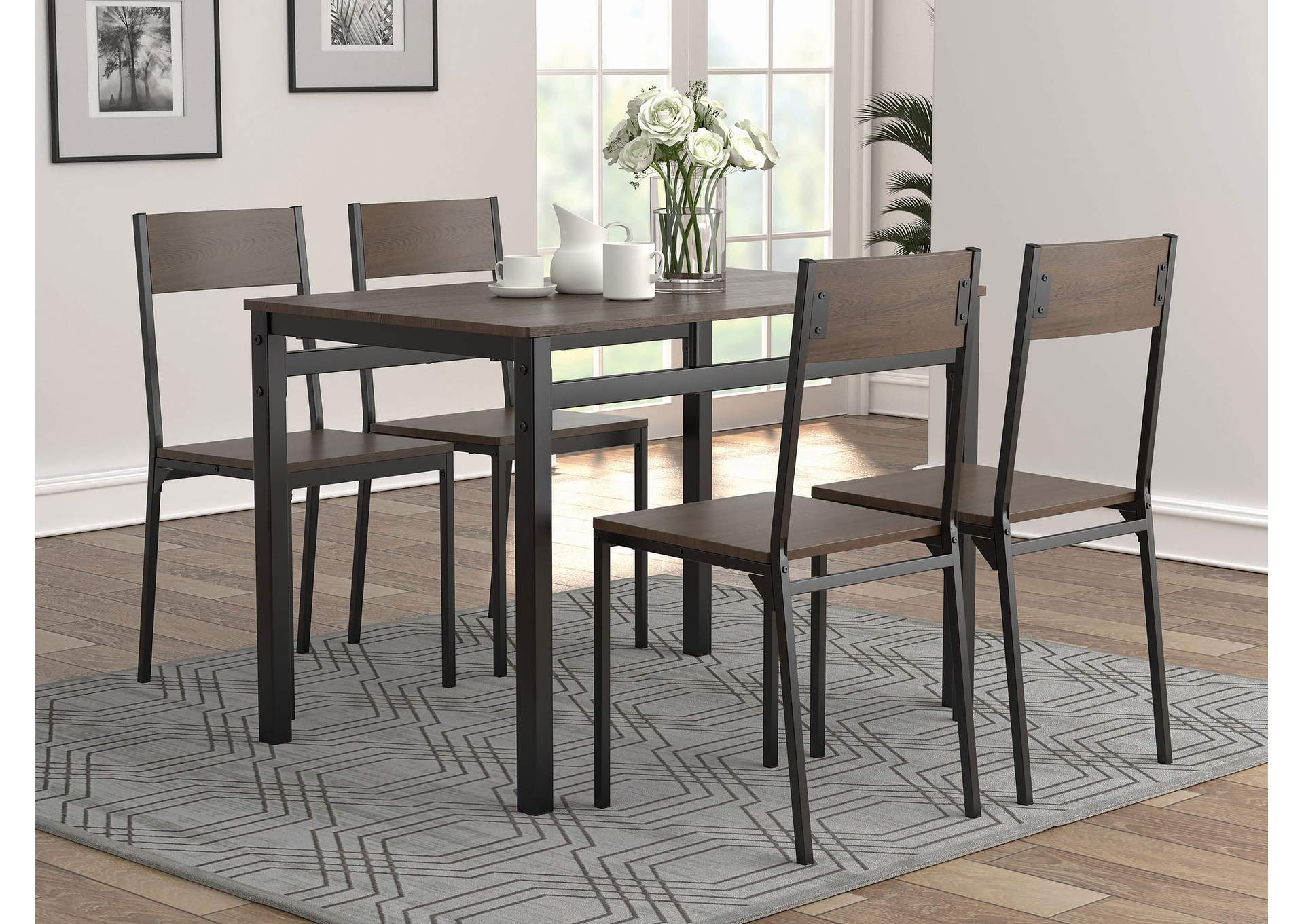 Lana 5-piece Dining Set Ark Brown and Matte Black,Coaster Furniture