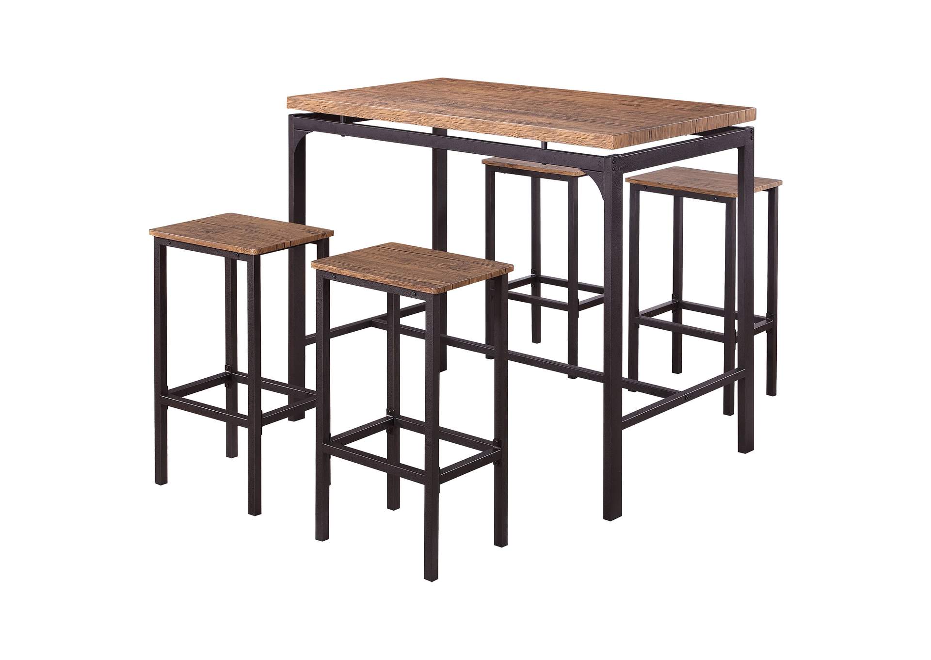 Santana 5-piece Bar Set Weathered Chestnut and Black,Coaster Furniture