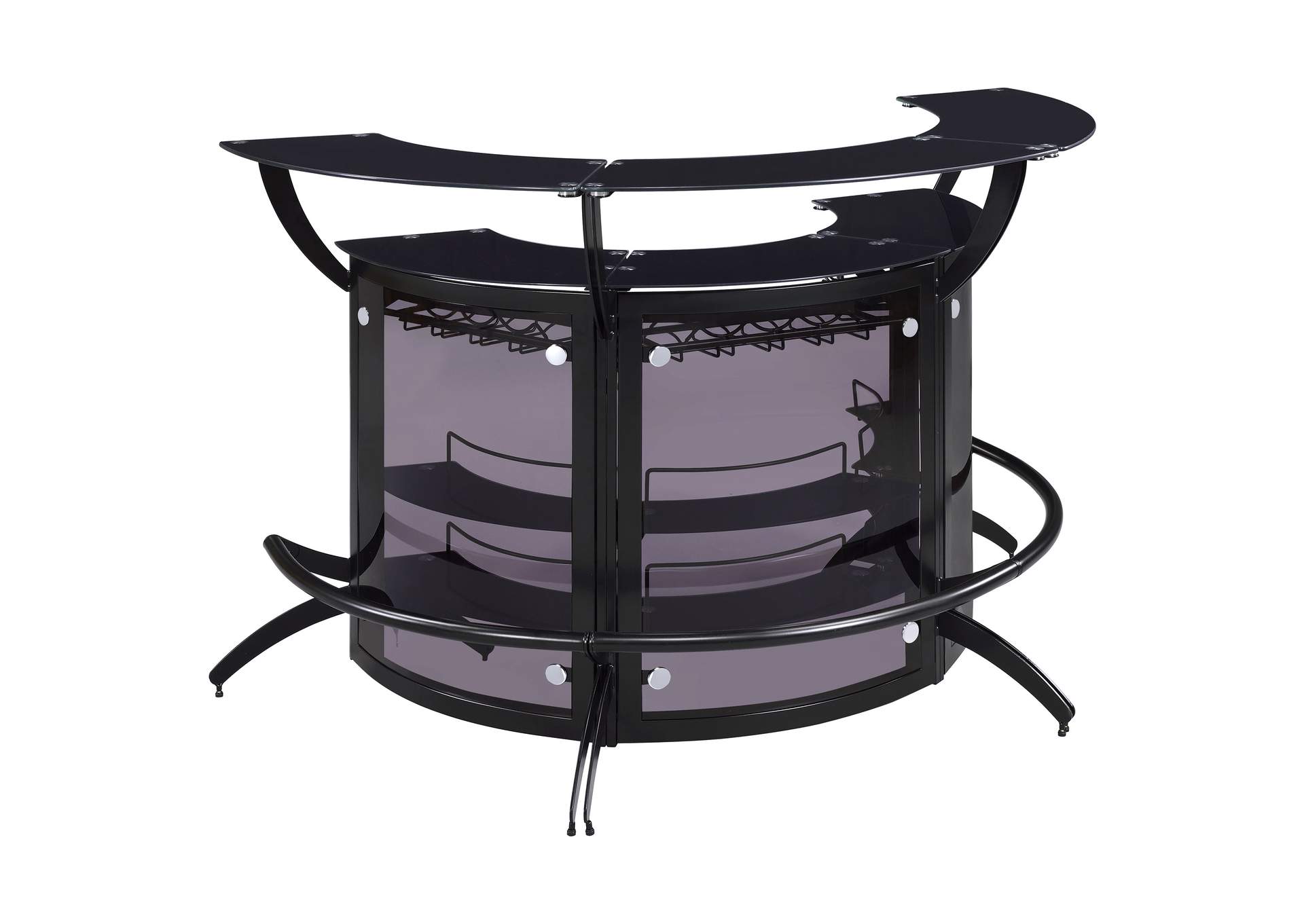 Dallas Curved Bar Unit Smoke and Black, Set of 3,Coaster Furniture