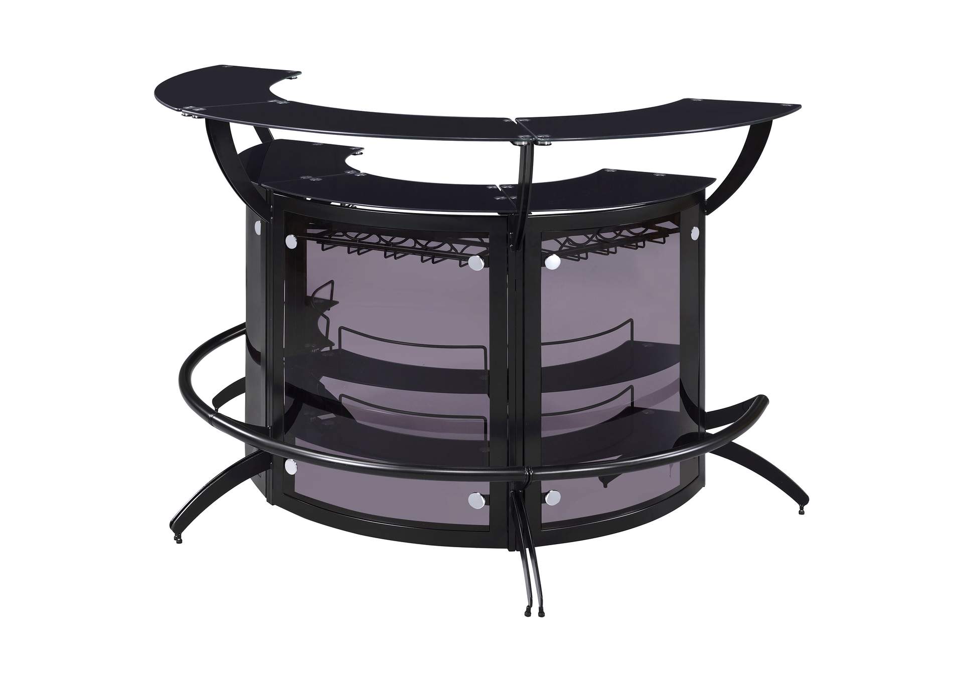 Dallas Curved Bar Unit Smoke and Black, Set of 3,Coaster Furniture