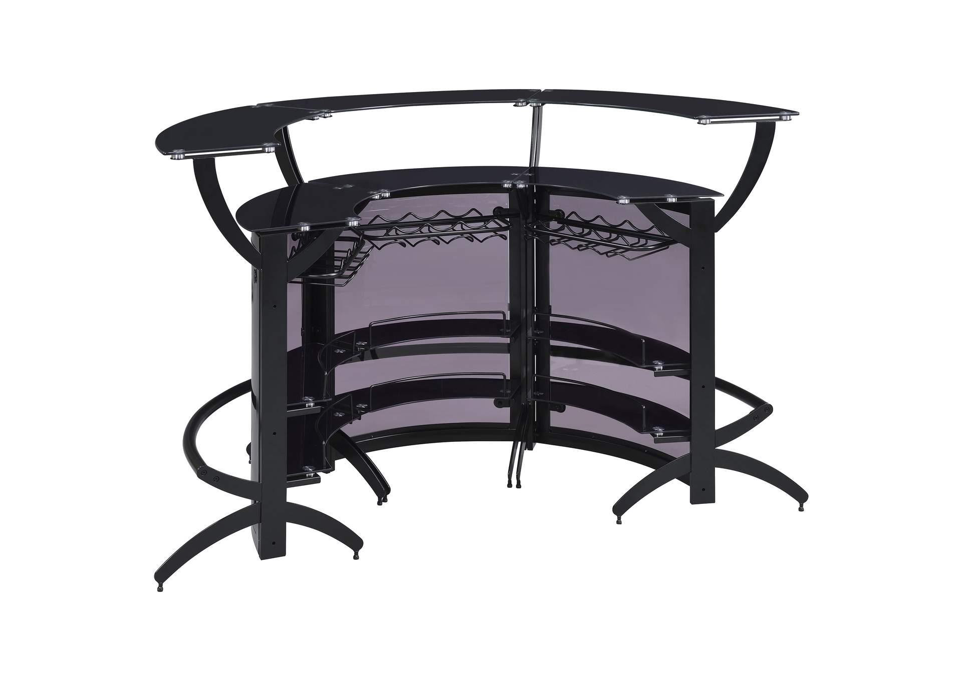 Dallas Curved Bar Unit Smoke and Black, Set of 3,Coaster Furniture