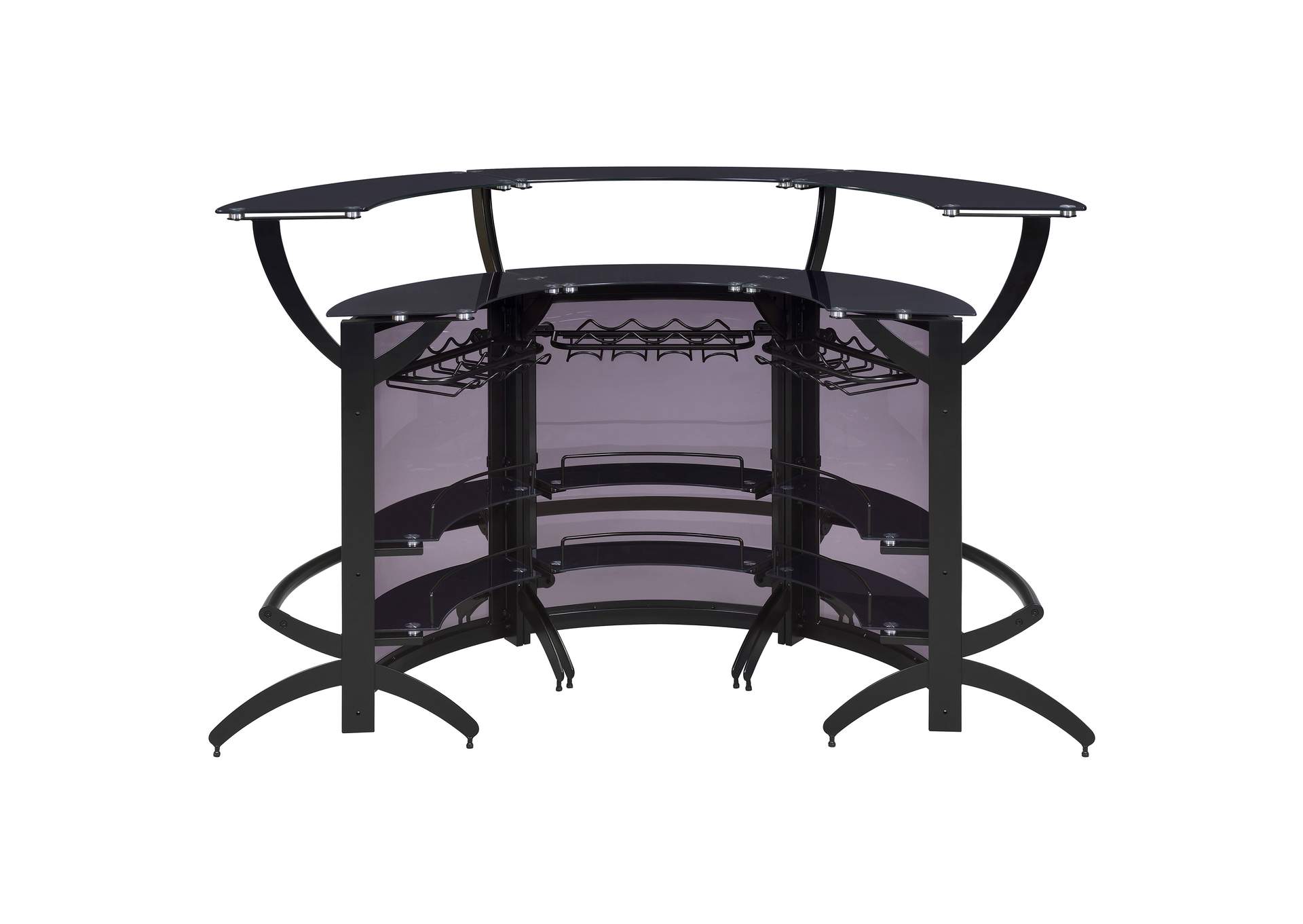 Dallas Curved Bar Unit Smoke and Black, Set of 3,Coaster Furniture