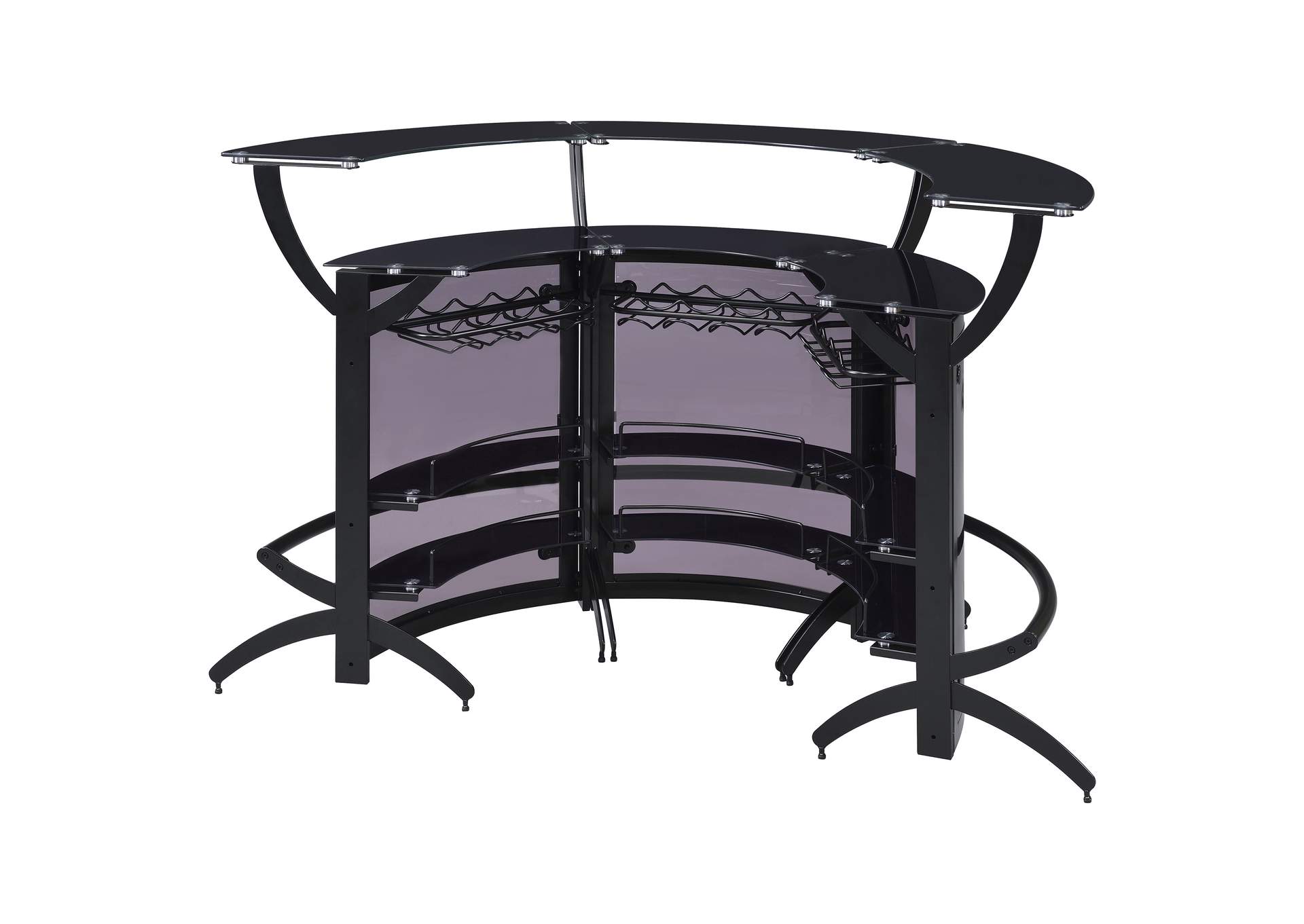 Dallas Curved Bar Unit Smoke and Black, Set of 3,Coaster Furniture