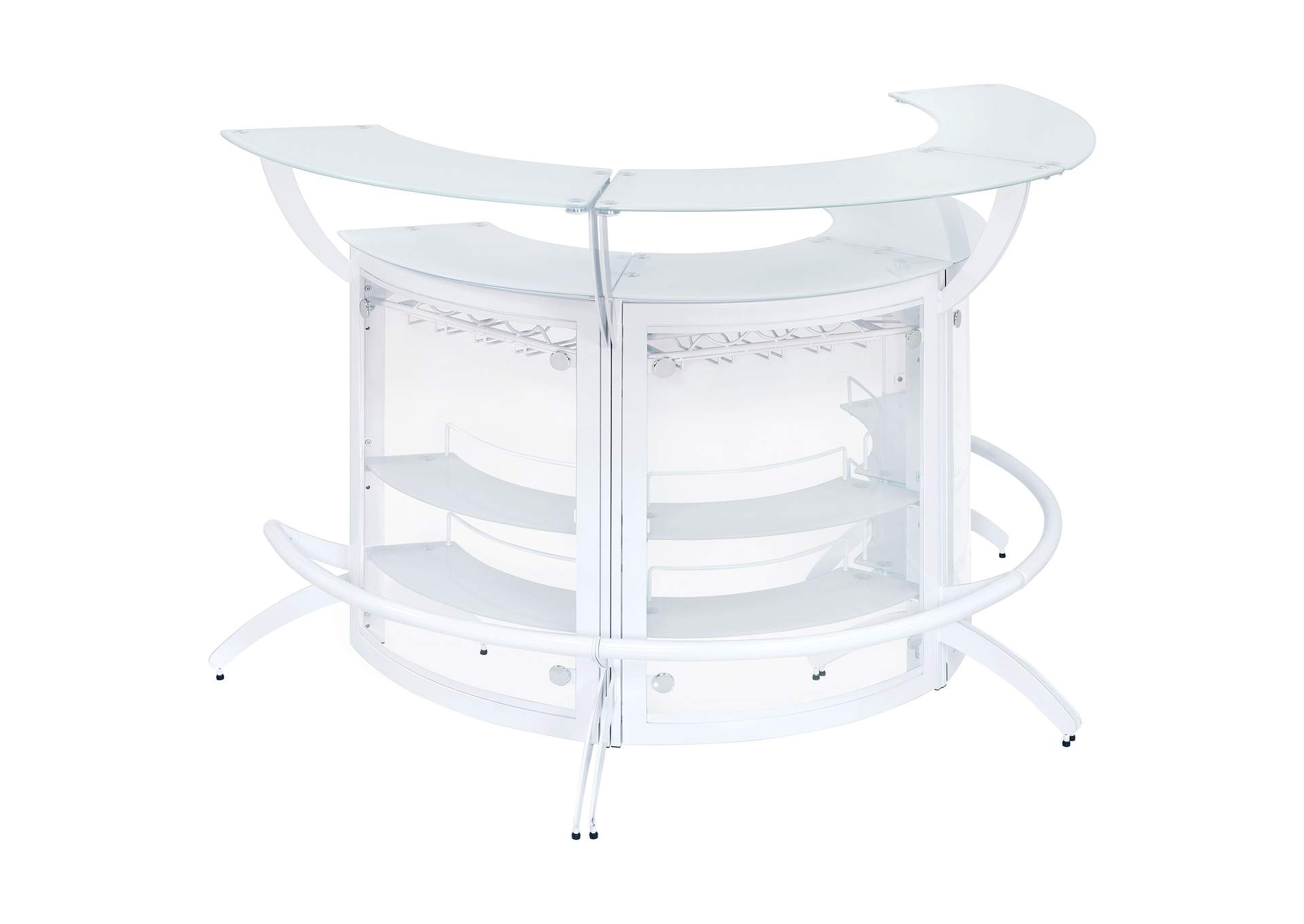 Dallas 2-shelf Curved Home Bar White and Frosted Glass (Set of 3),Coaster Furniture