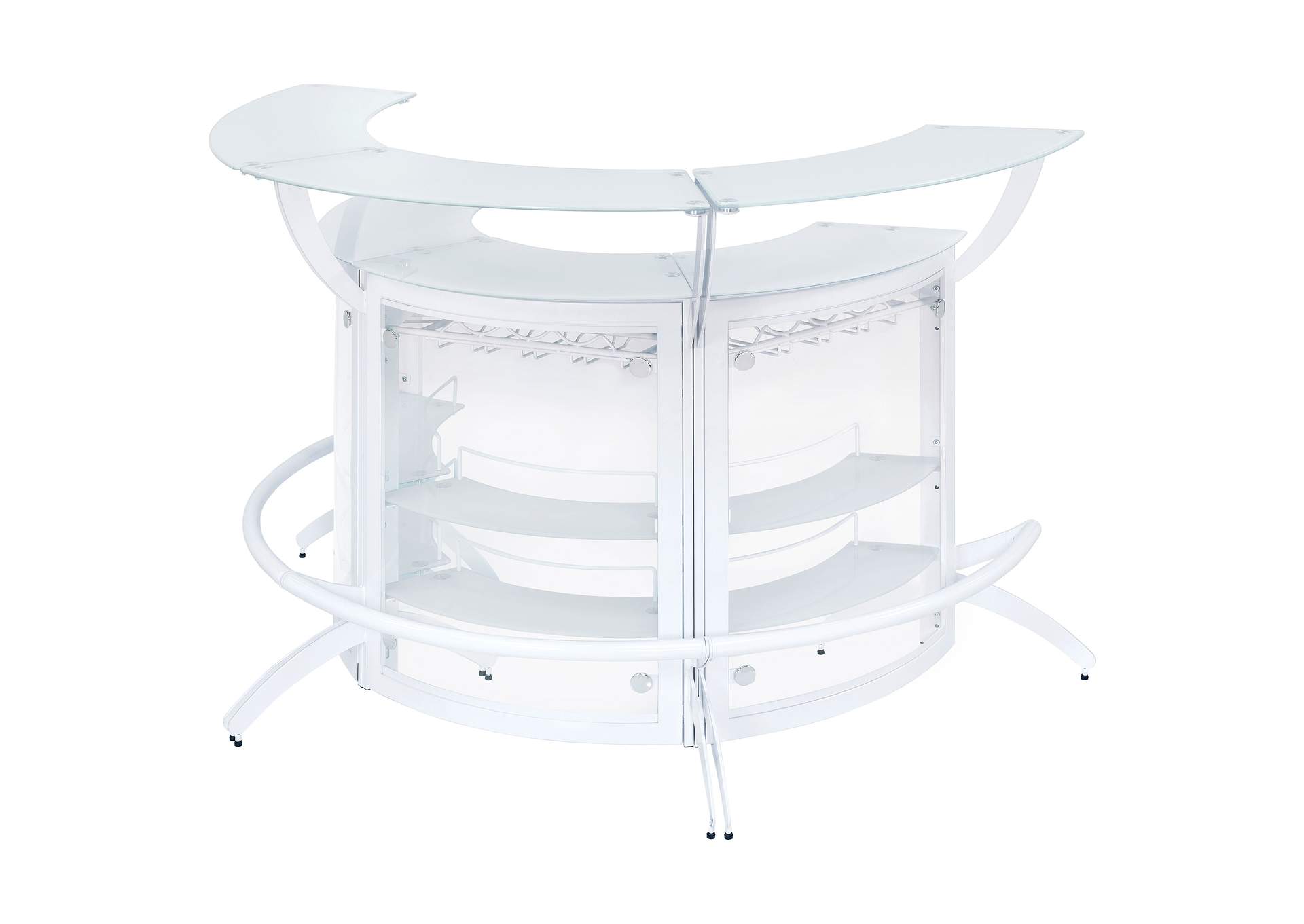 Dallas 2-shelf Curved Home Bar White and Frosted Glass (Set of 3),Coaster Furniture