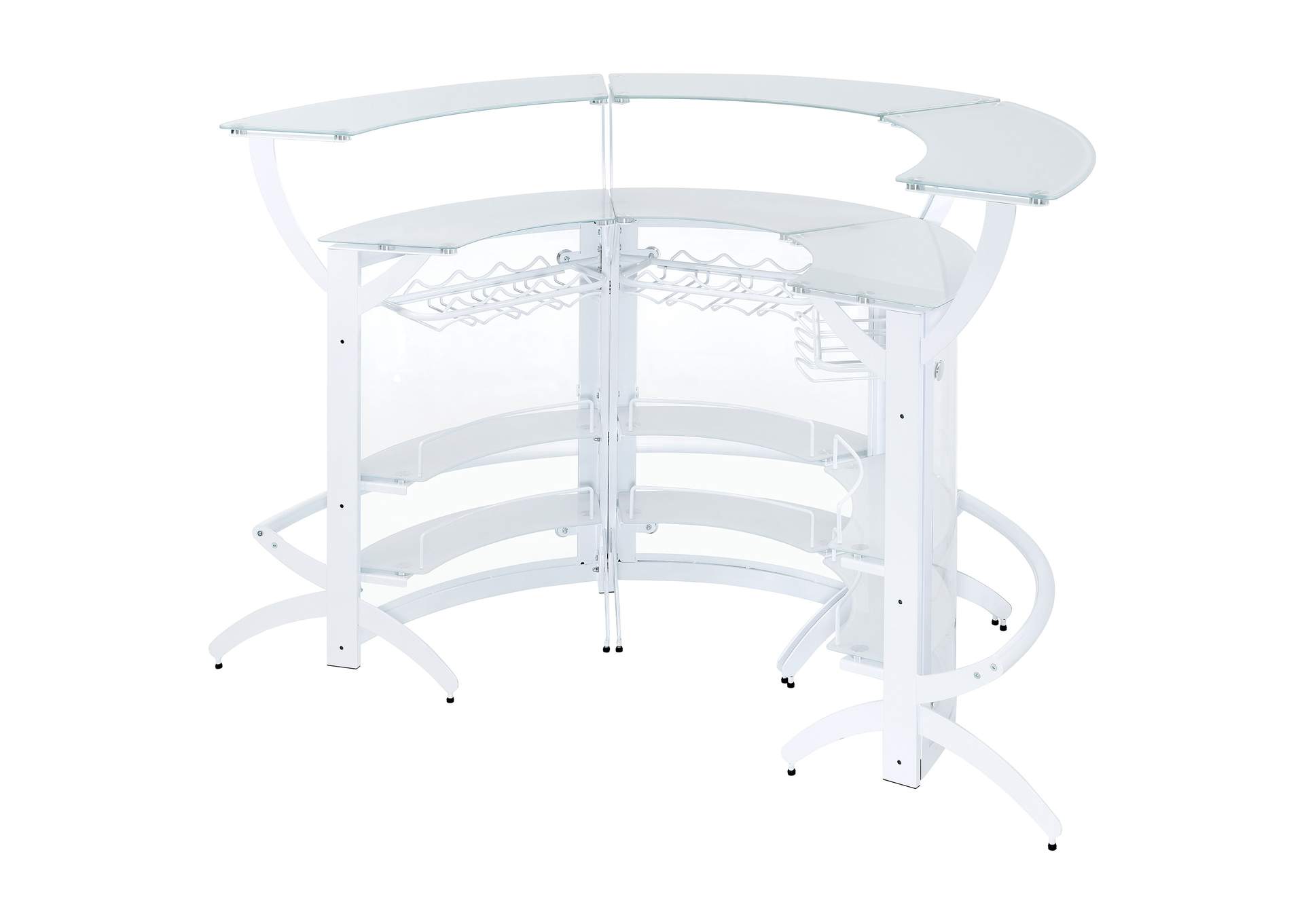 Dallas 2-shelf Curved Home Bar White and Frosted Glass (Set of 3),Coaster Furniture