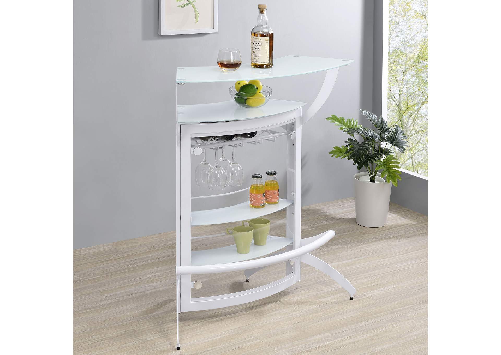 Dallas 2-shelf Home Bar White and Frosted Glass,Coaster Furniture