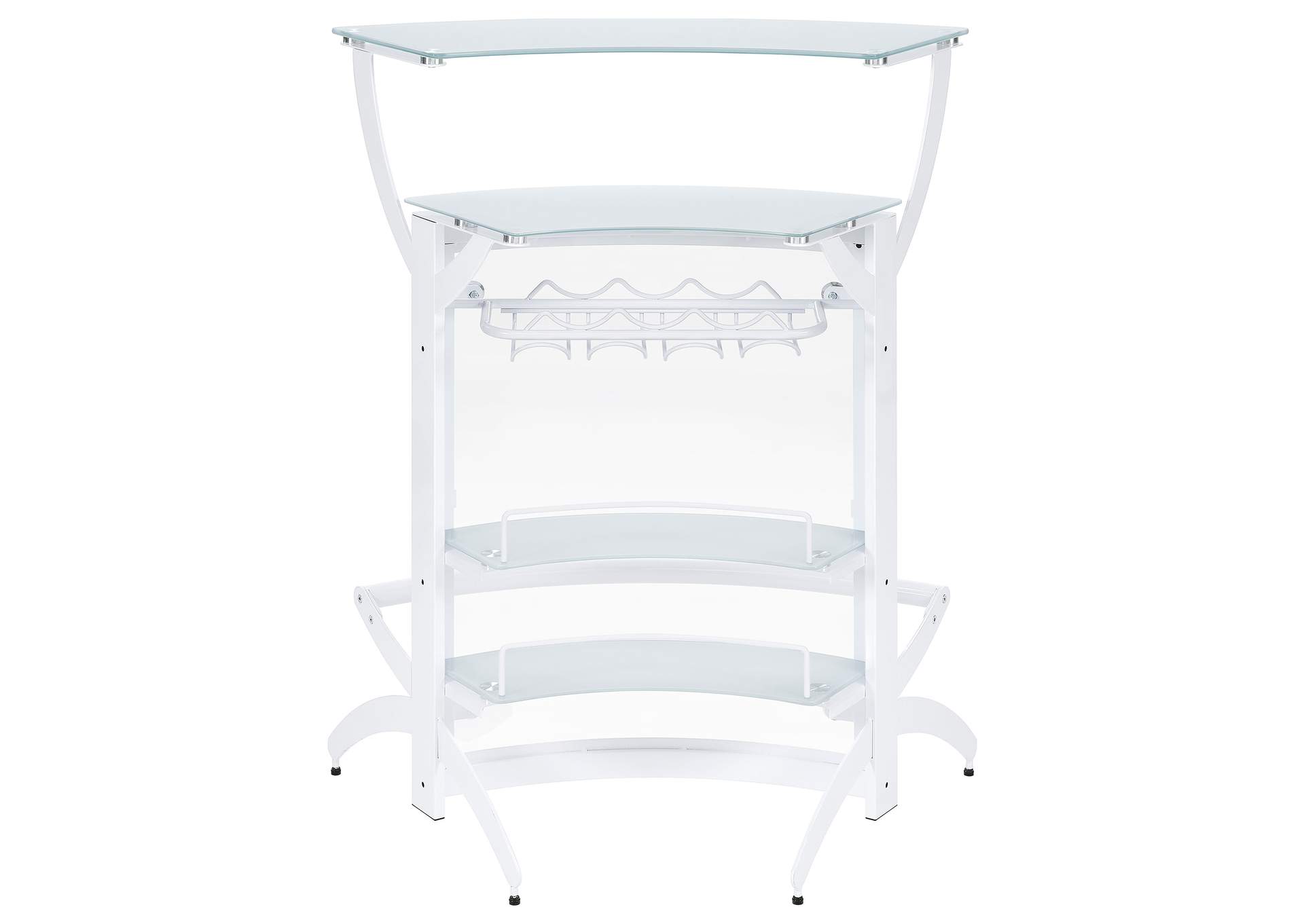 Dallas 2-shelf Home Bar White and Frosted Glass,Coaster Furniture