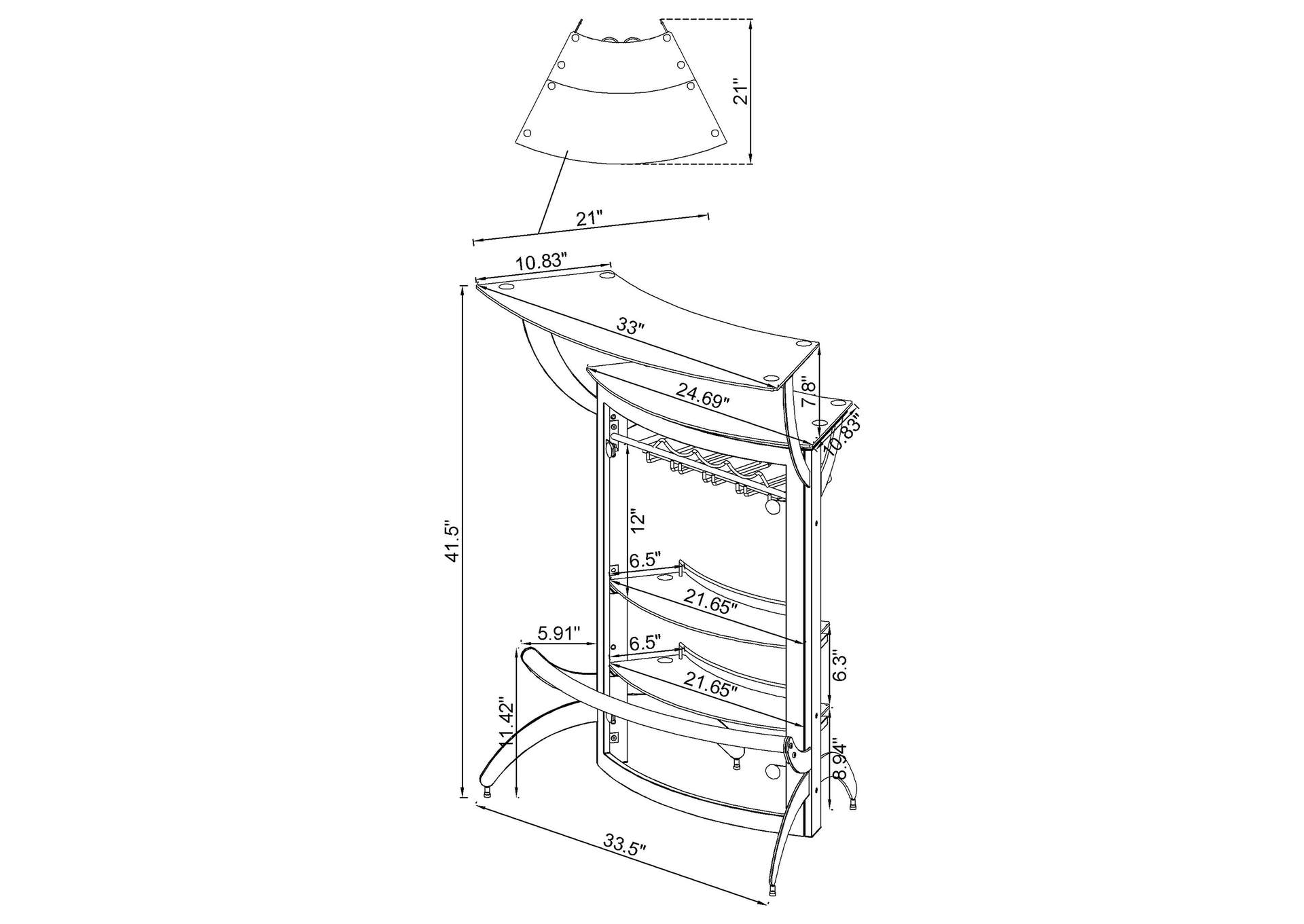 Dallas 2-shelf Home Bar White and Frosted Glass,Coaster Furniture